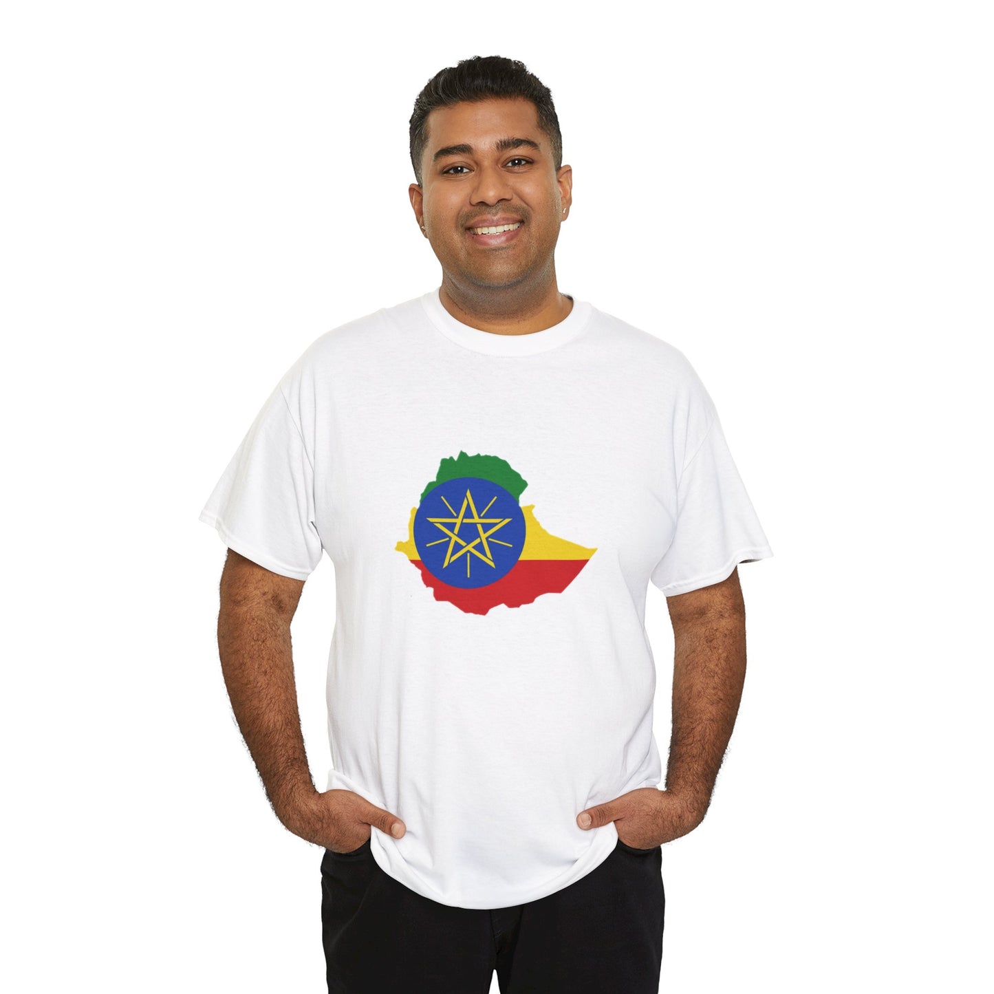 Unisex Heavy Cotton Tee -- Ethiopa federal flag and map