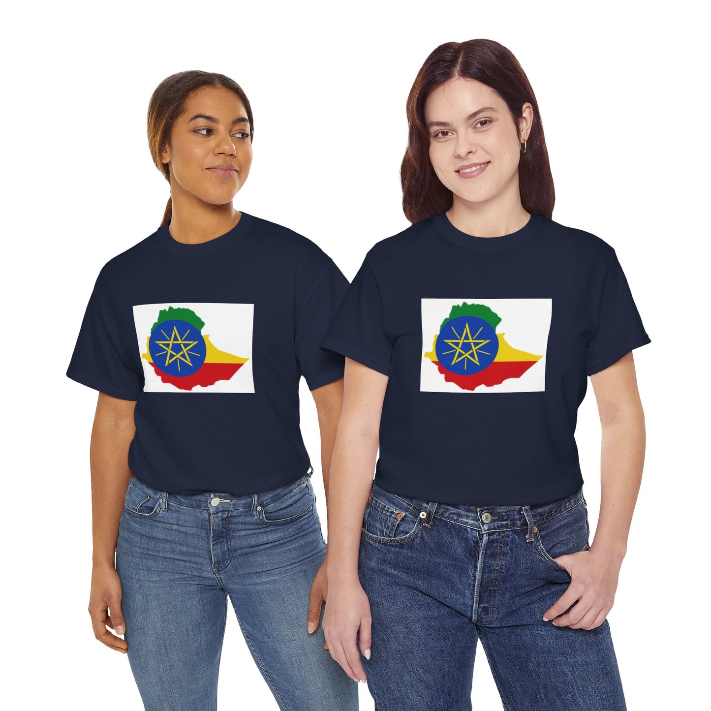 Unisex Heavy Cotton Tee -- Ethiopa federal flag and map