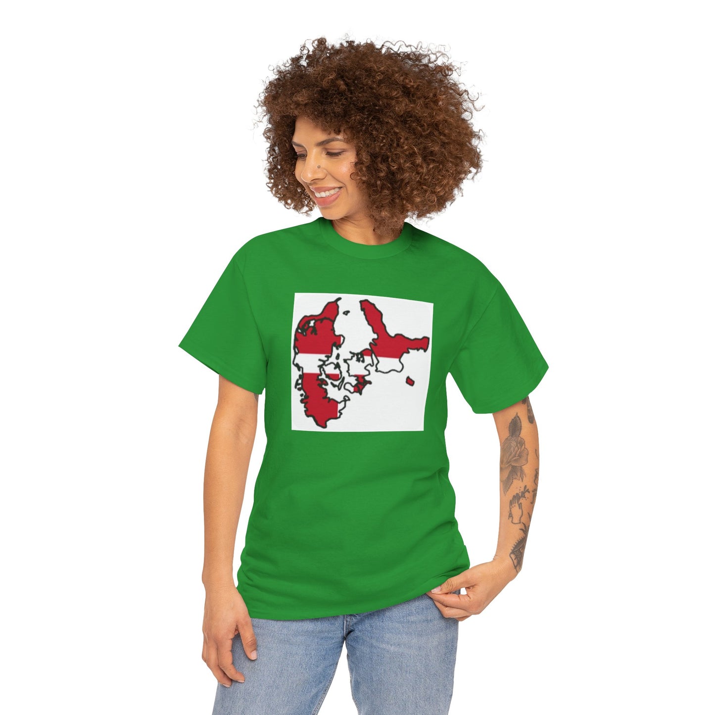Unisex Heavy Cotton Tee -- Denmark flag and map