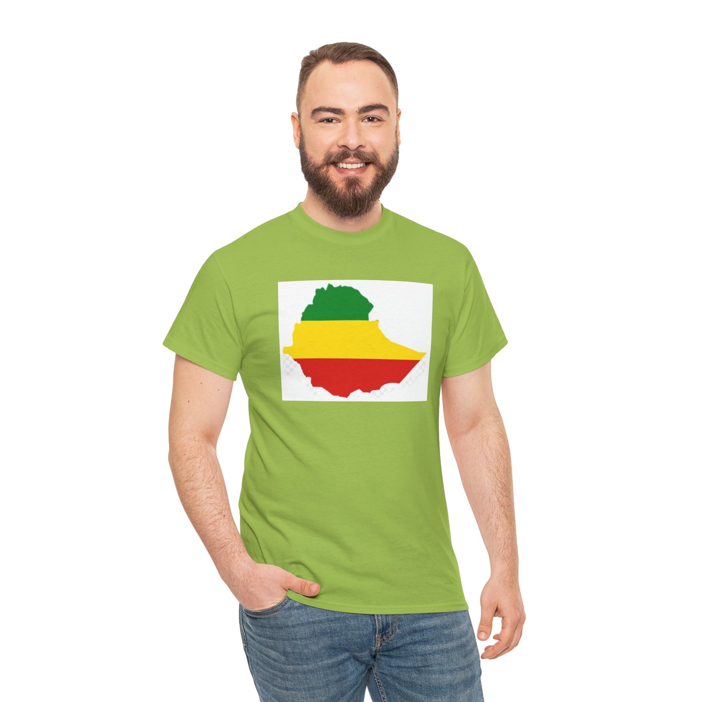 Unisex Heavy Cotton Tee -- Ethiopia flag and map