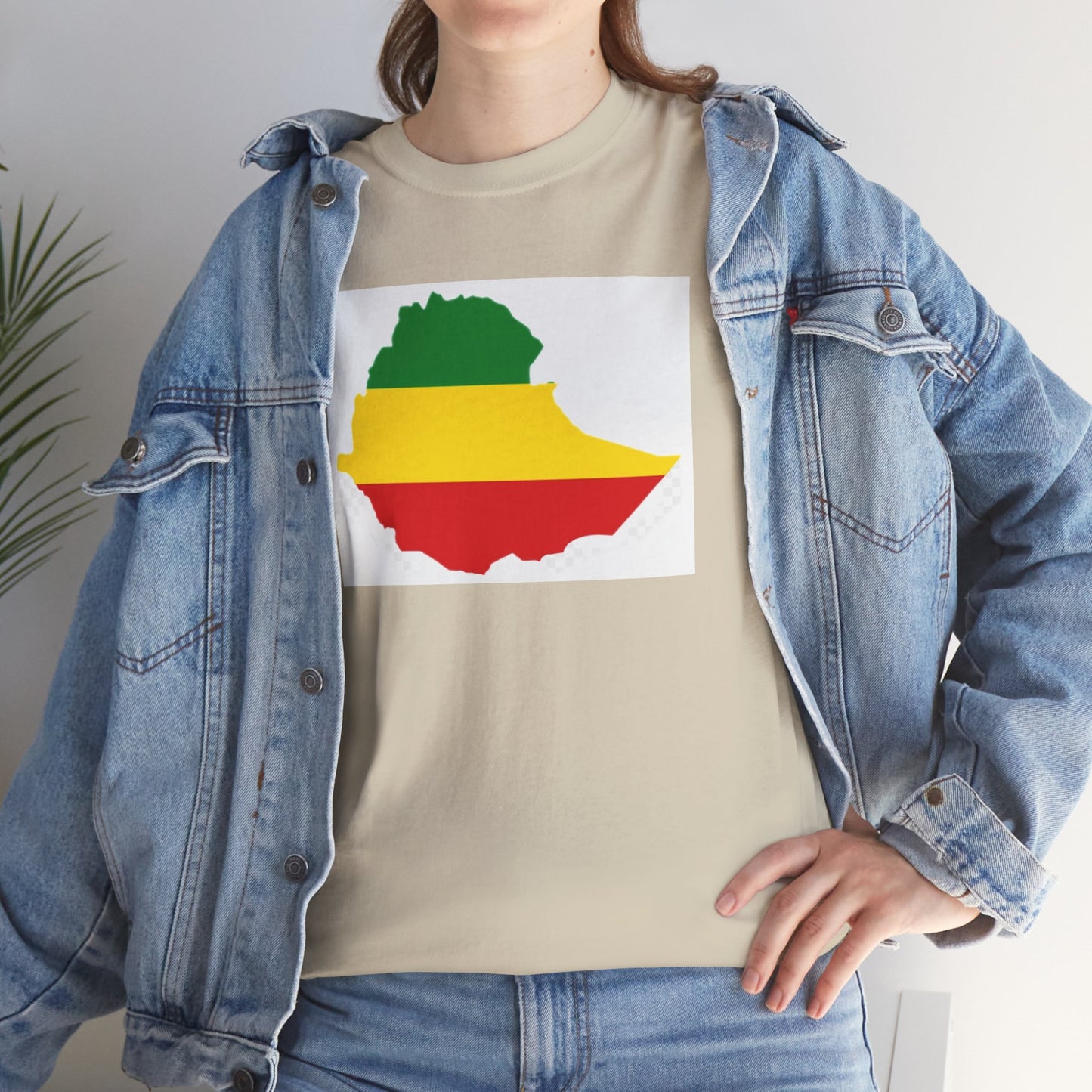Unisex Heavy Cotton Tee -- Ethiopia flag and map