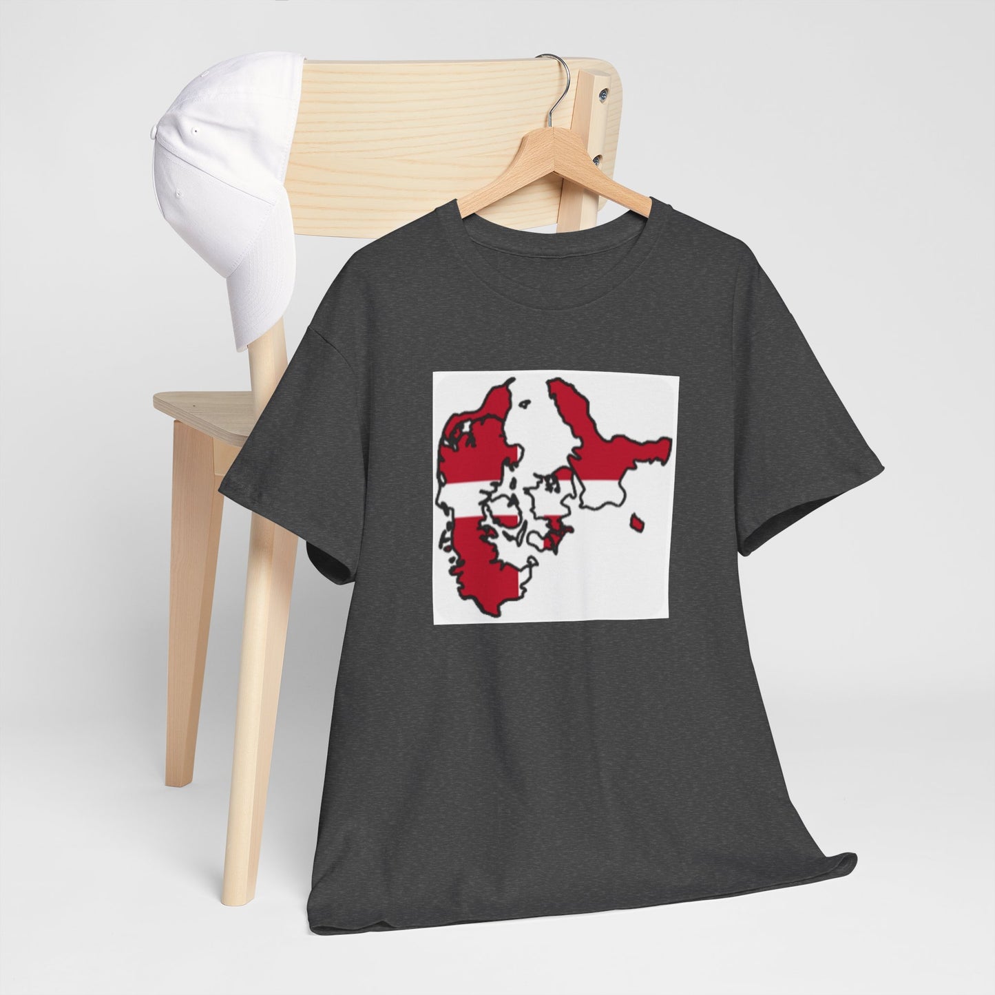 Unisex Heavy Cotton Tee -- Denmark flag and map