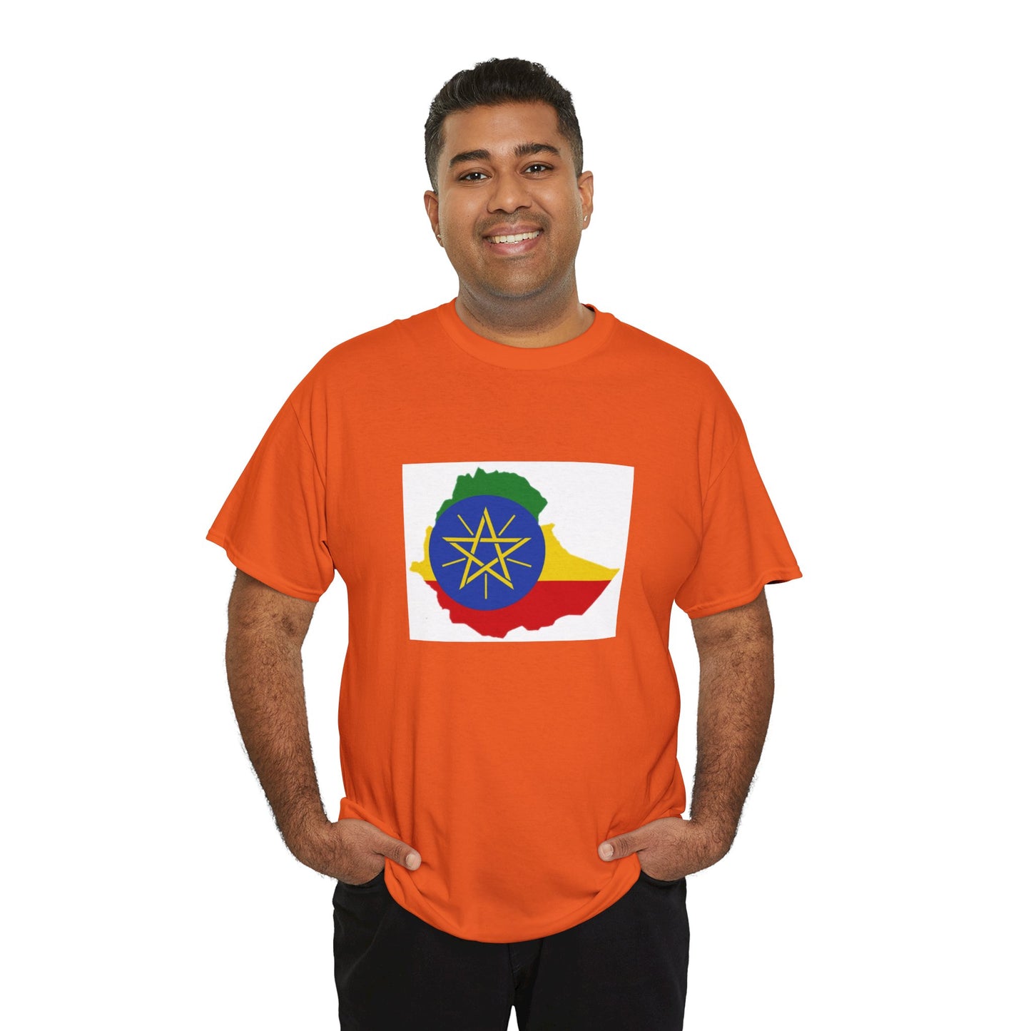 Unisex Heavy Cotton Tee -- Ethiopa federal flag and map