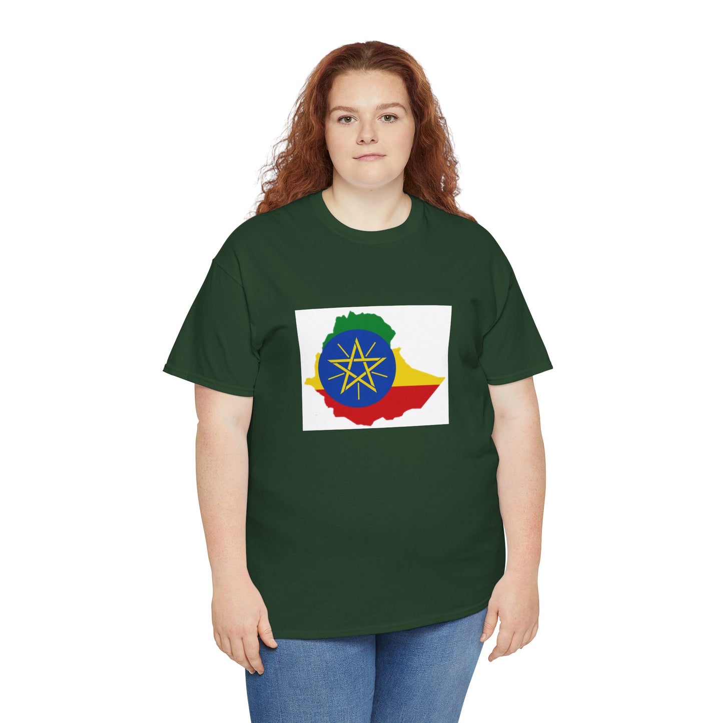 Unisex Heavy Cotton Tee -- Ethiopa federal flag and map