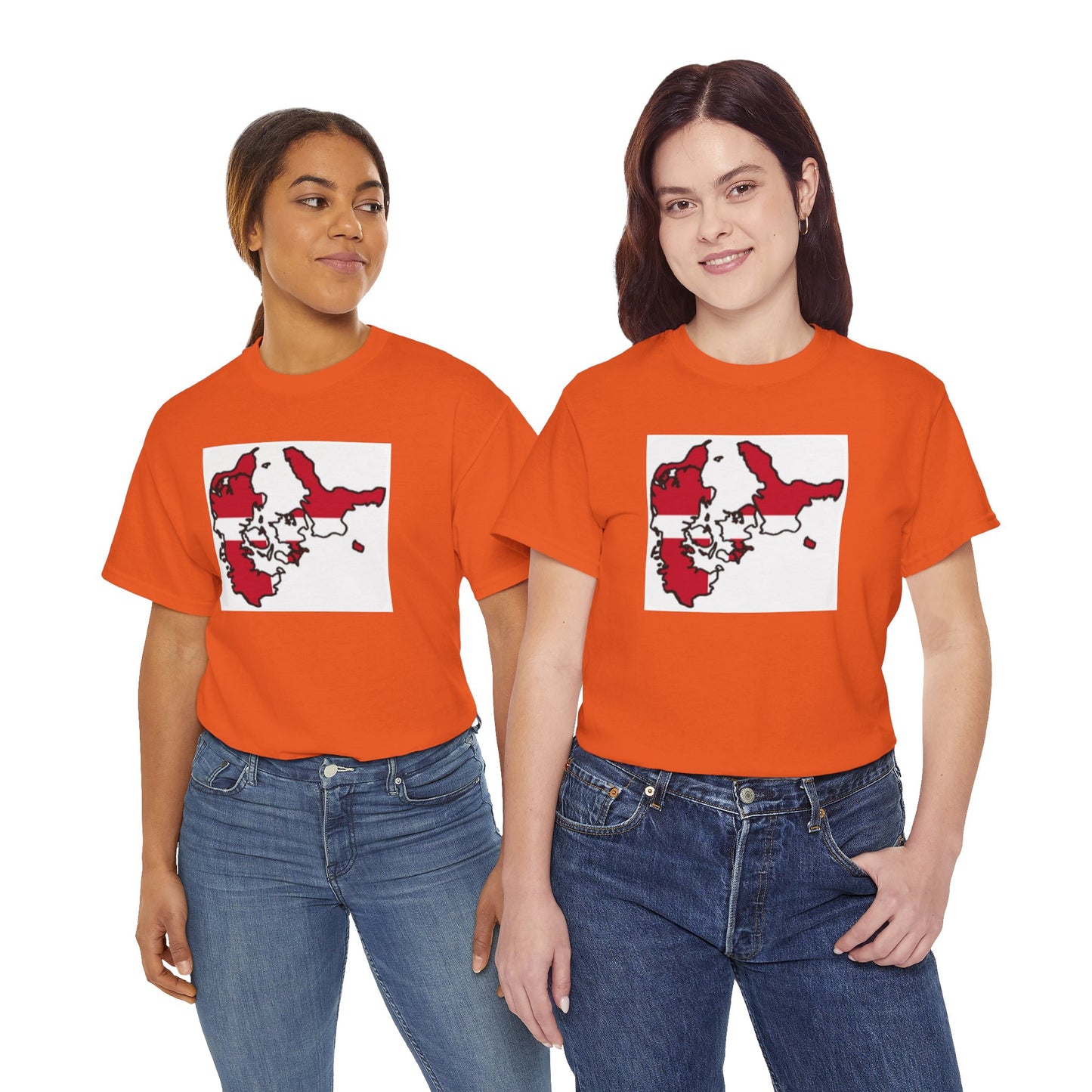 Unisex Heavy Cotton Tee -- Denmark flag and map