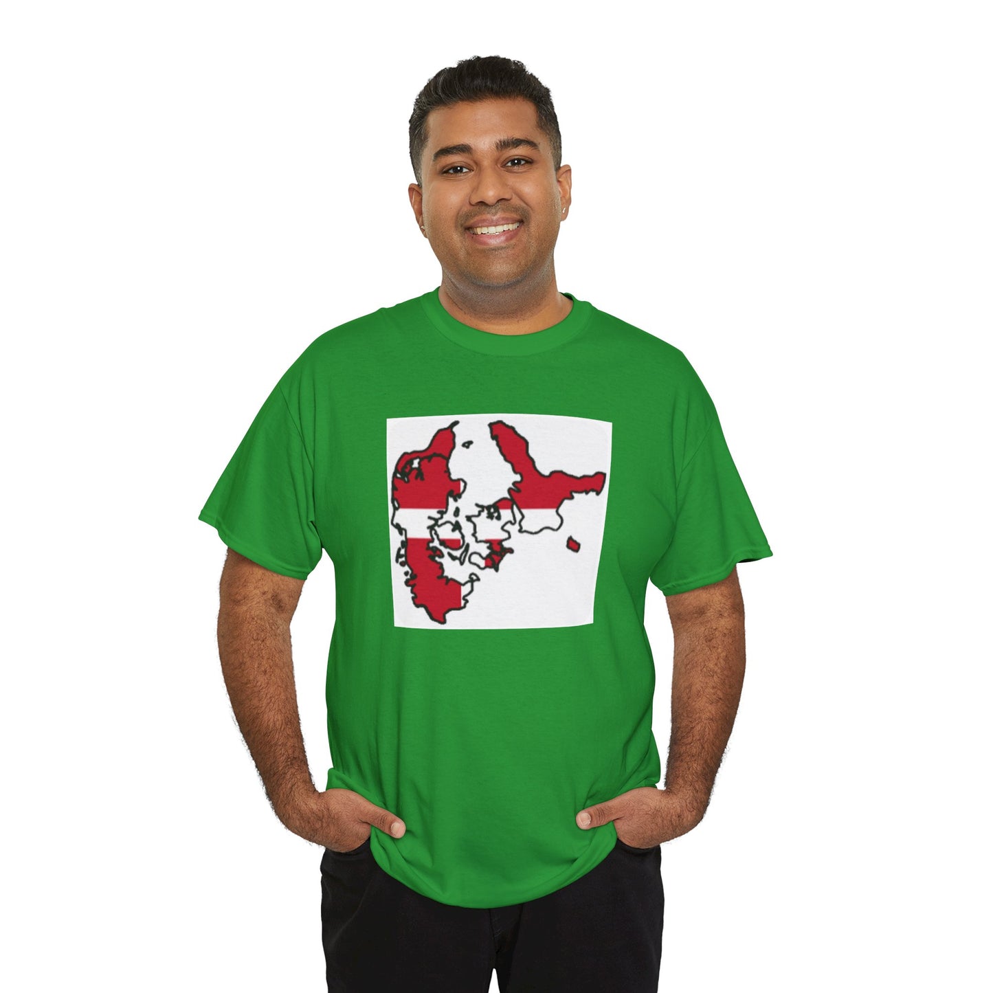 Unisex Heavy Cotton Tee -- Denmark flag and map