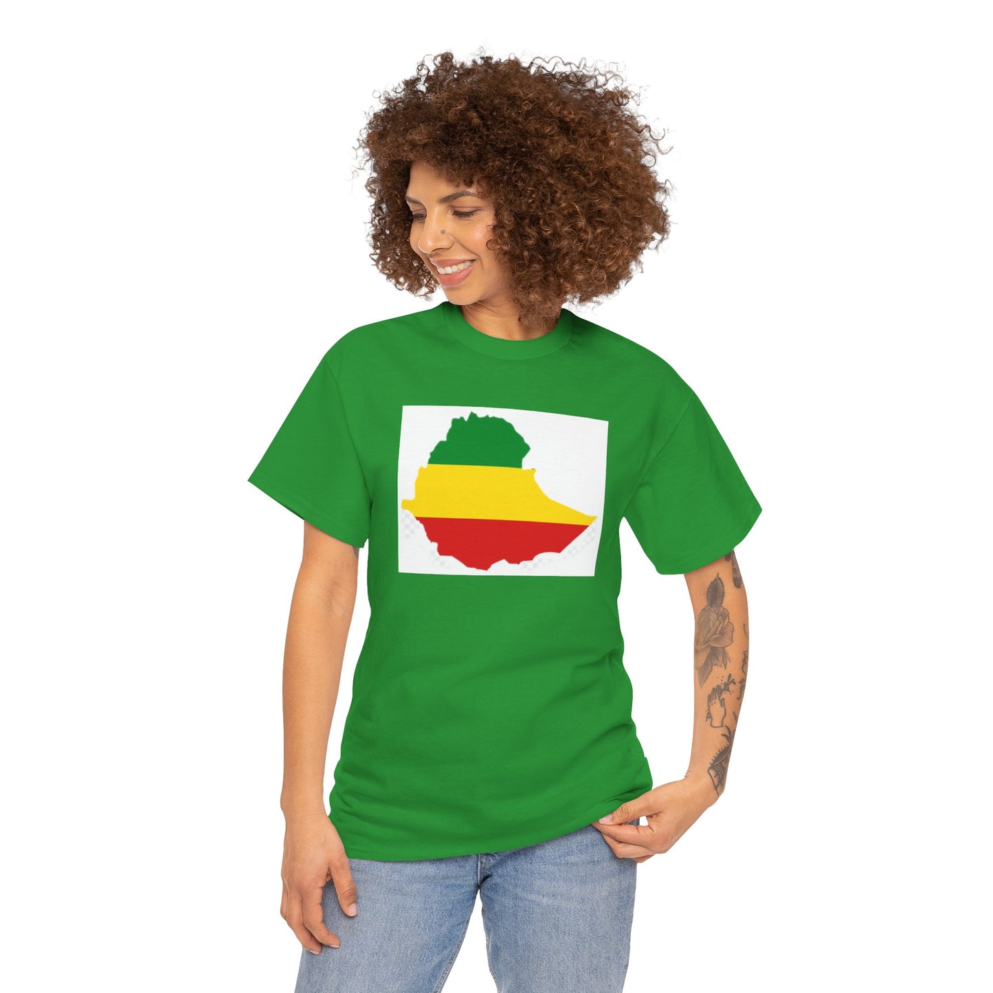 Unisex Heavy Cotton Tee -- Ethiopia flag and map