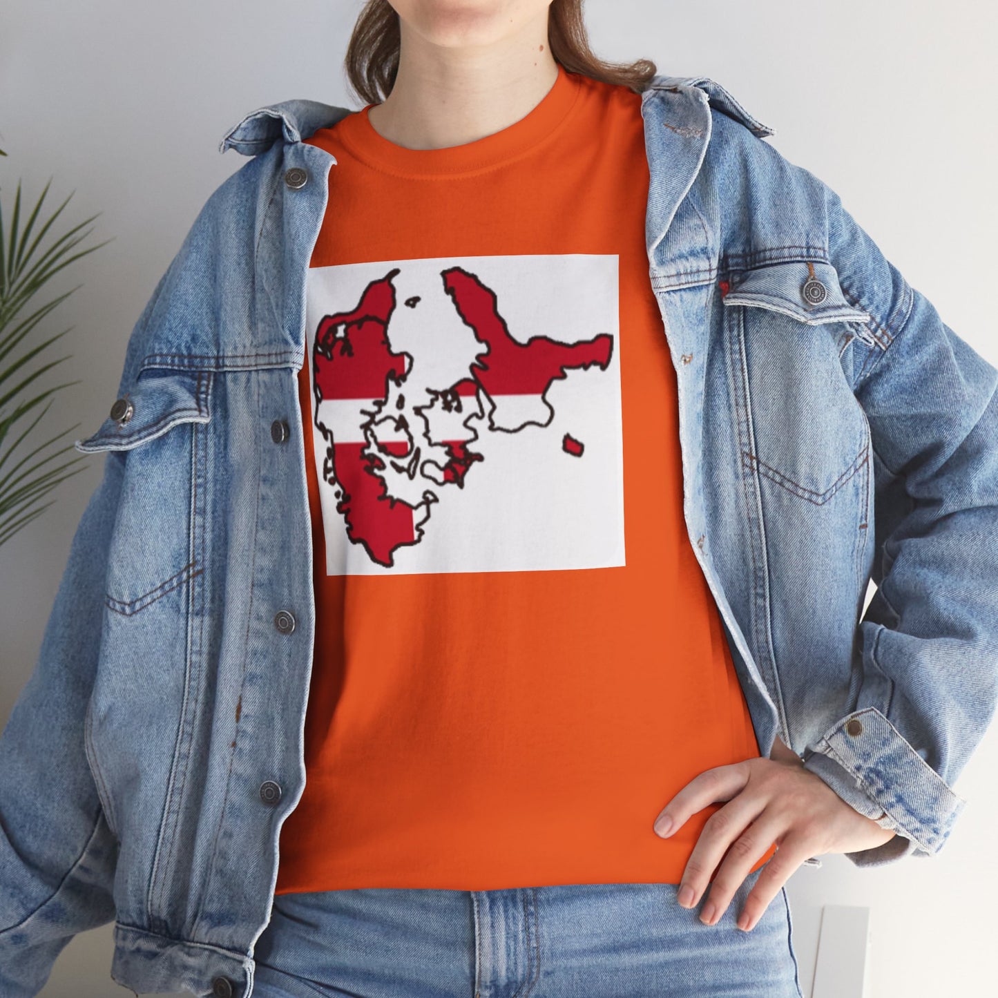 Unisex Heavy Cotton Tee -- Denmark flag and map
