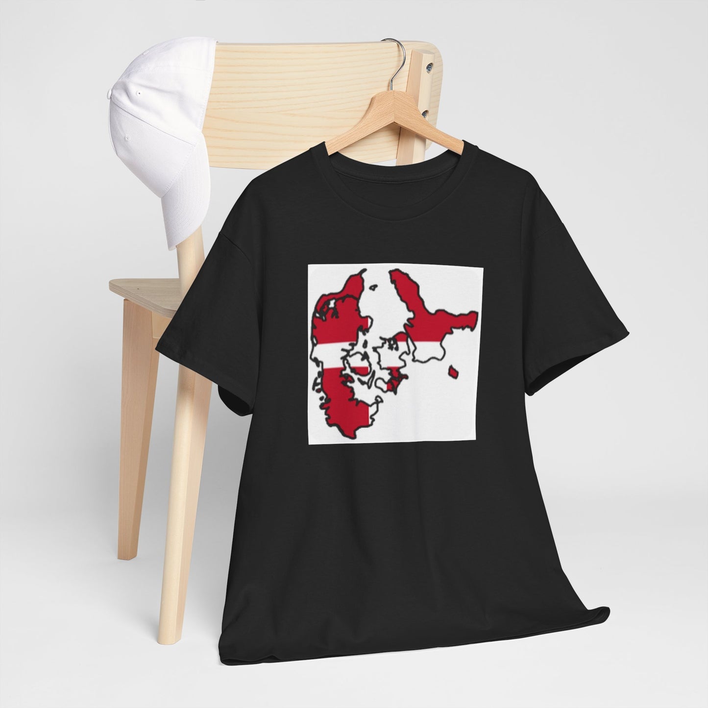 Unisex Heavy Cotton Tee -- Denmark flag and map