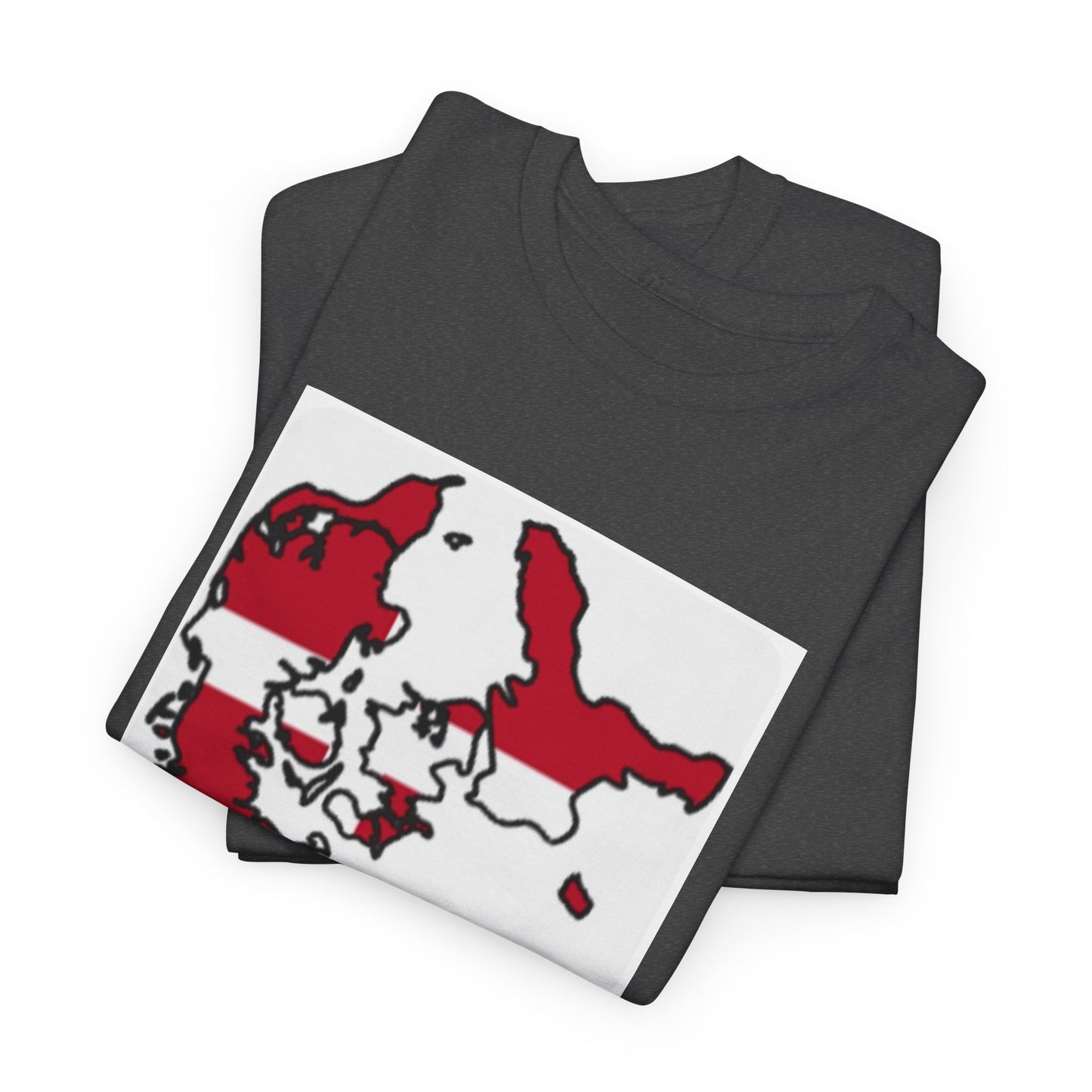 Unisex Heavy Cotton Tee -- Denmark flag and map