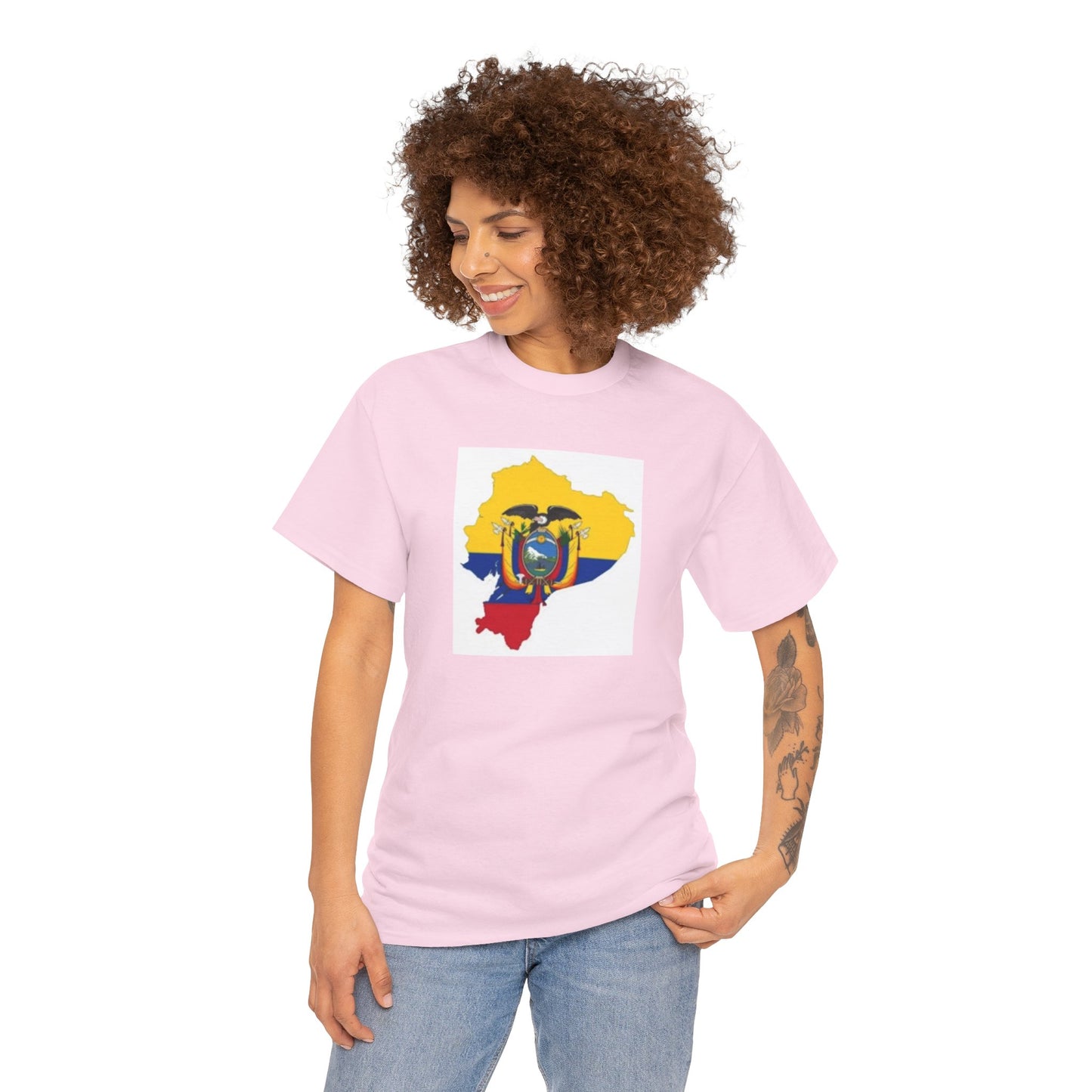 Unisex Heavy Cotton Tee -- Ecuador flag and map