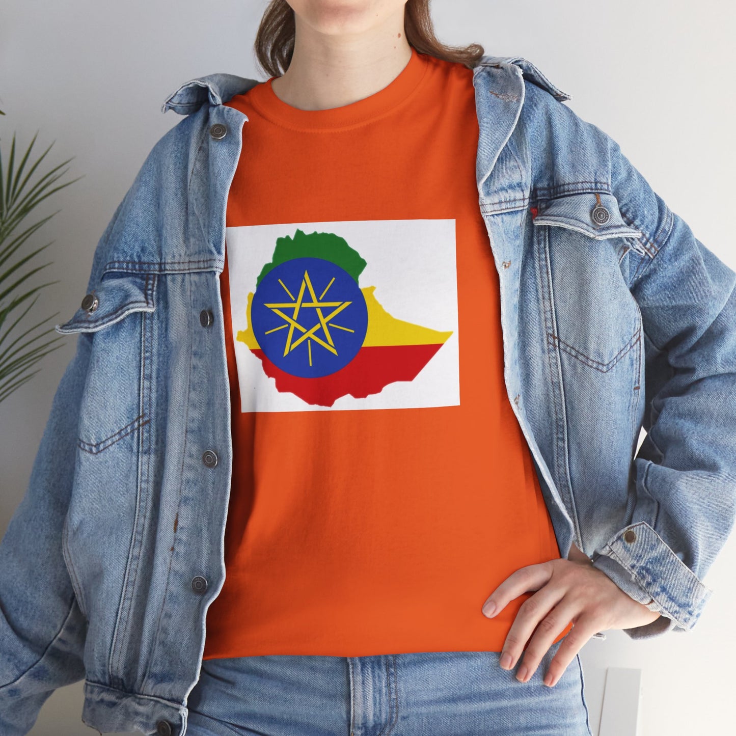 Unisex Heavy Cotton Tee -- Ethiopa federal flag and map
