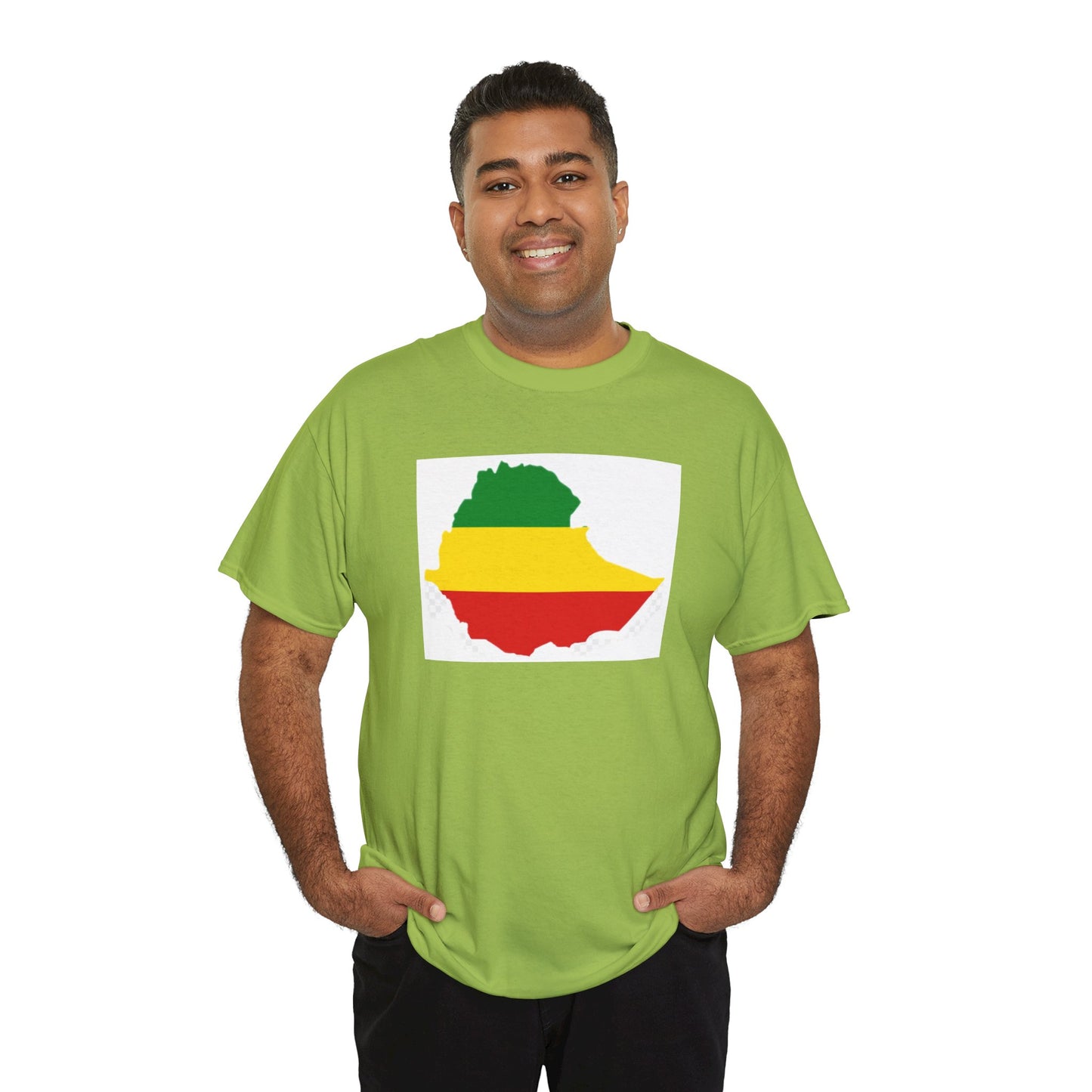 Unisex Heavy Cotton Tee -- Ethiopia flag and map