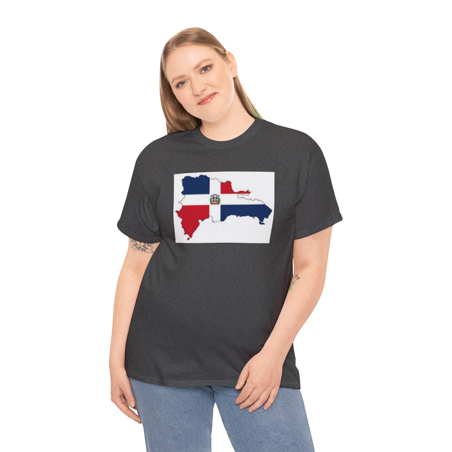Unisex Heavy Cotton Tee -- Dominican Republic flag and map