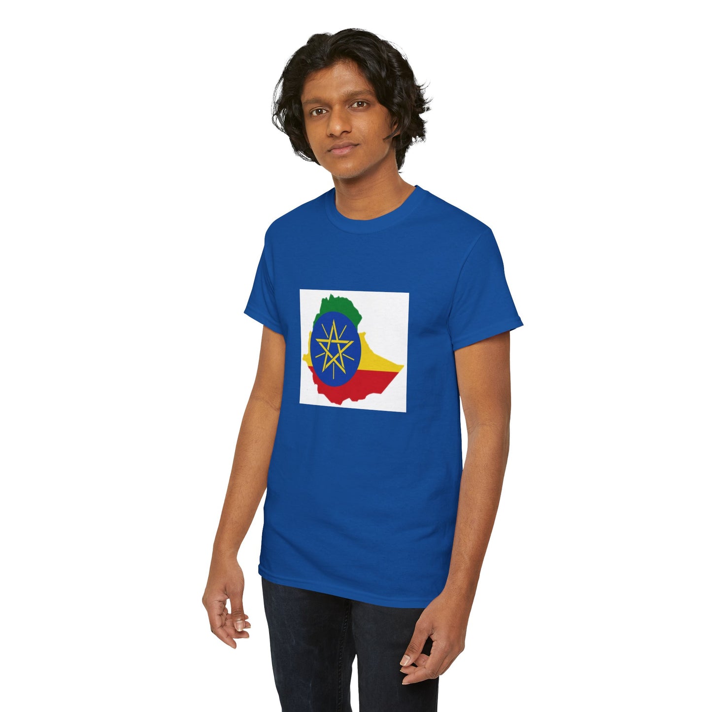 Unisex Heavy Cotton Tee -- Ethiopa federal flag and map