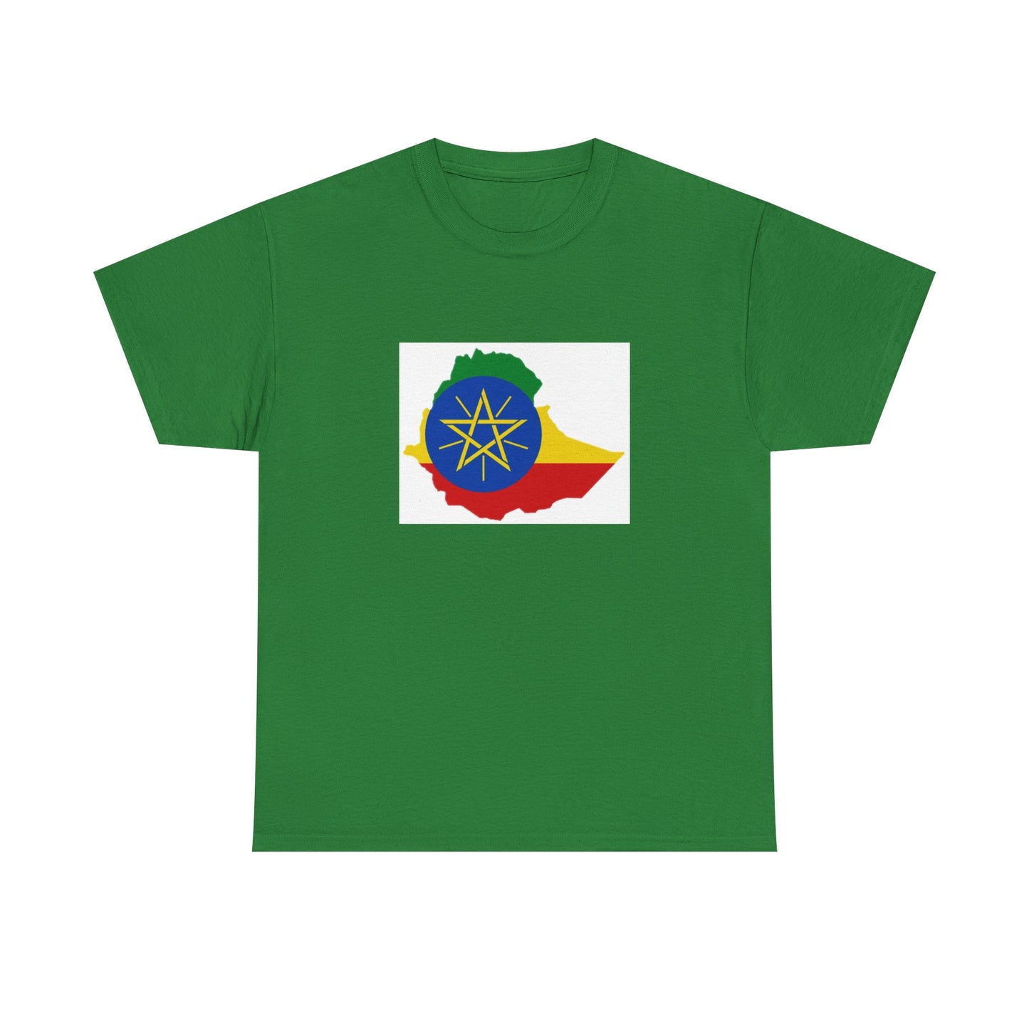 Unisex Heavy Cotton Tee -- Ethiopa federal flag and map