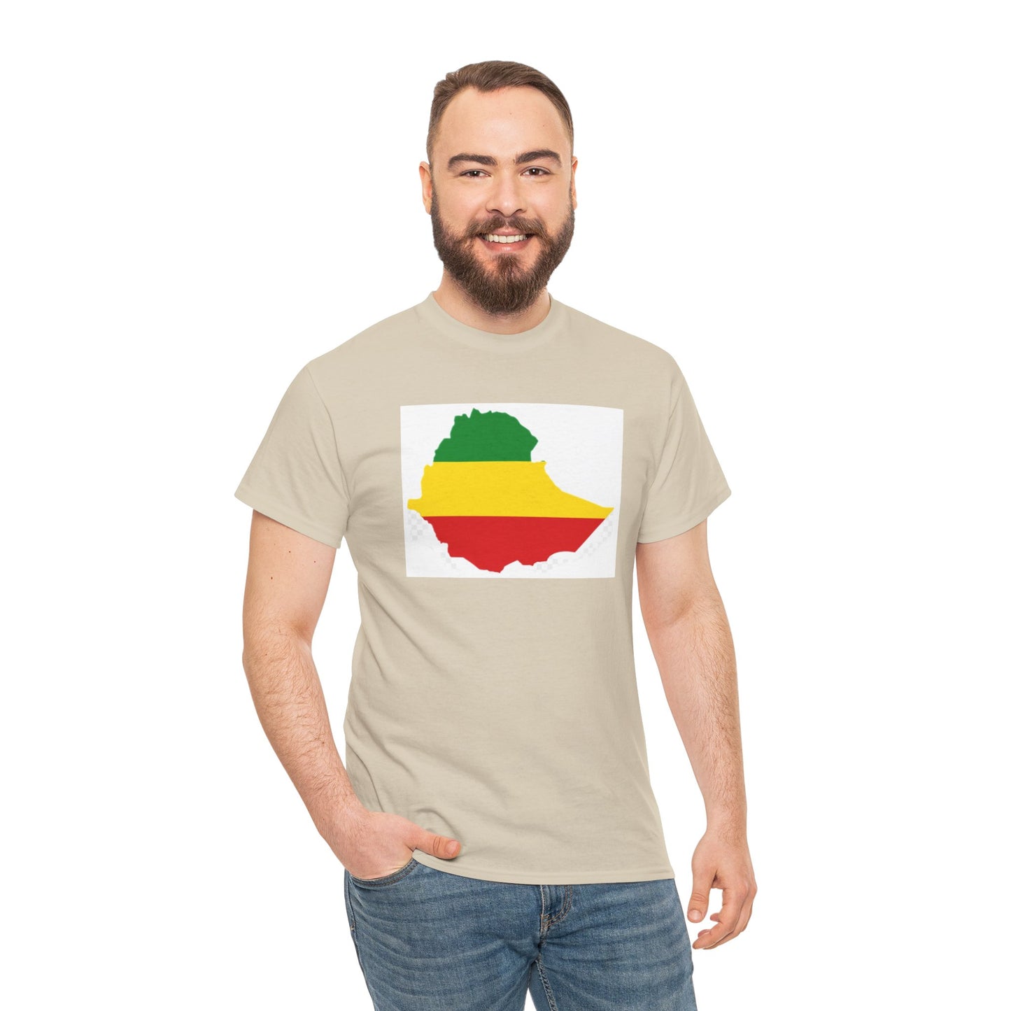 Unisex Heavy Cotton Tee -- Ethiopia flag and map