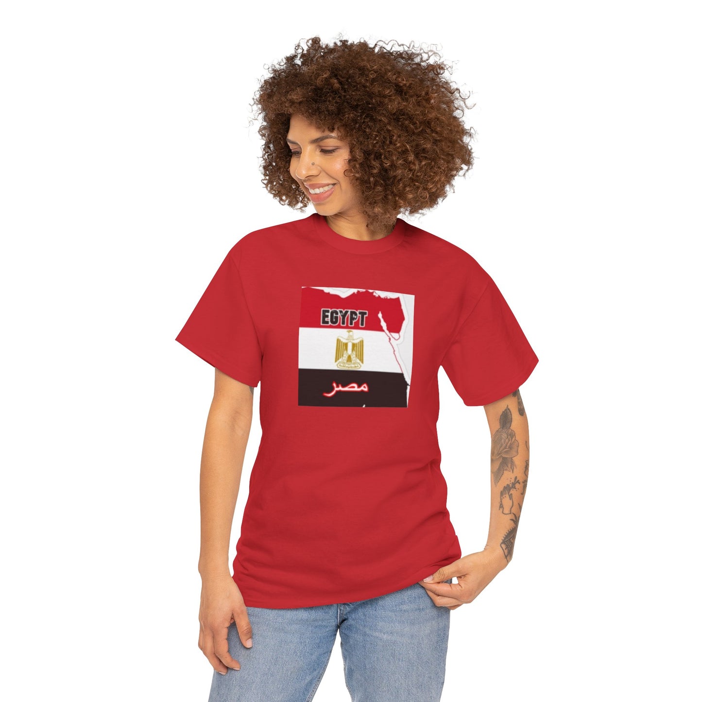 Unisex Heavy Cotton Tee -- Egypt flag and map