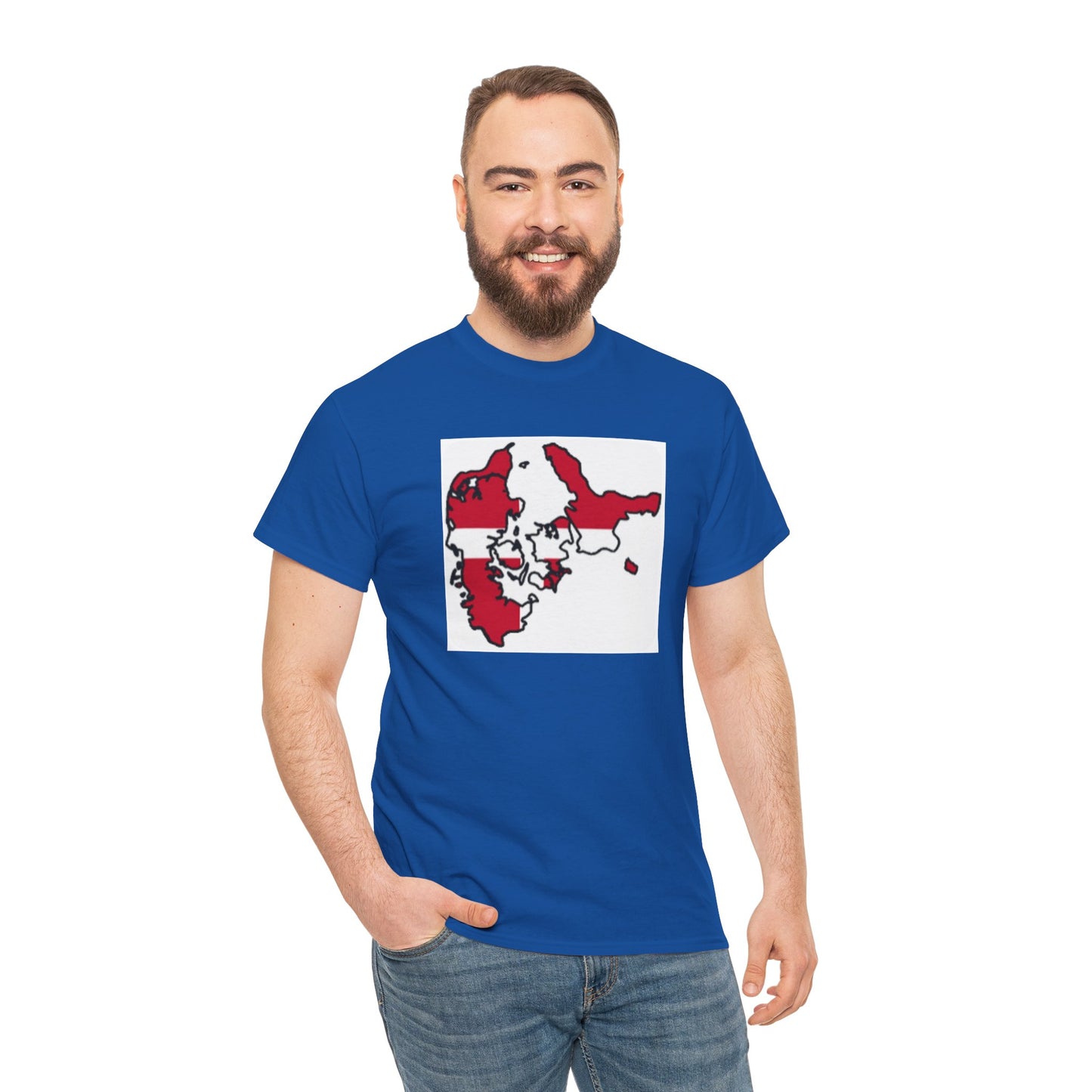 Unisex Heavy Cotton Tee -- Denmark flag and map