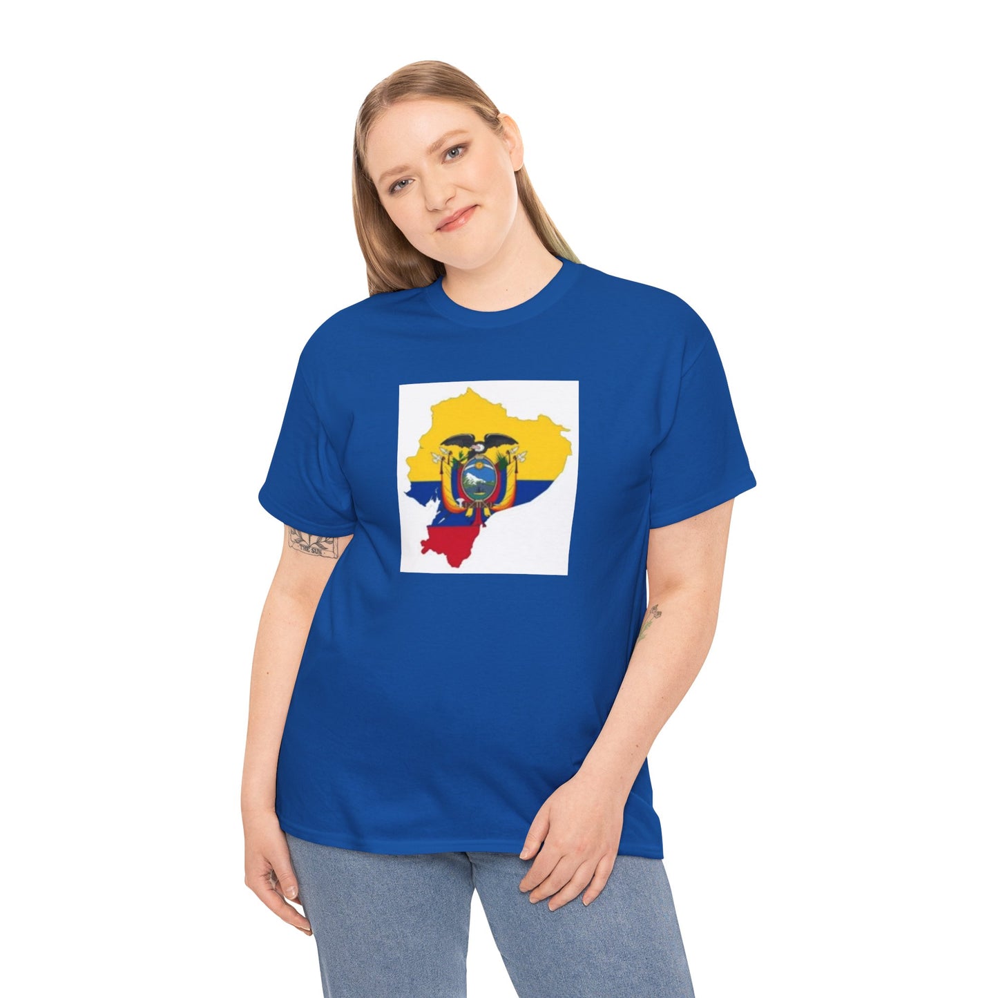 Unisex Heavy Cotton Tee -- Ecuador flag and map