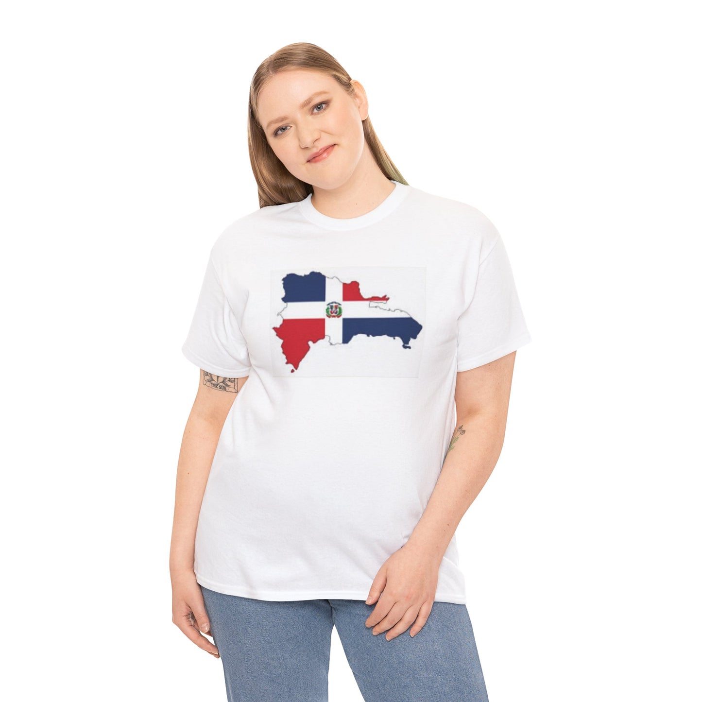 Unisex Heavy Cotton Tee -- Dominican Republic flag and map