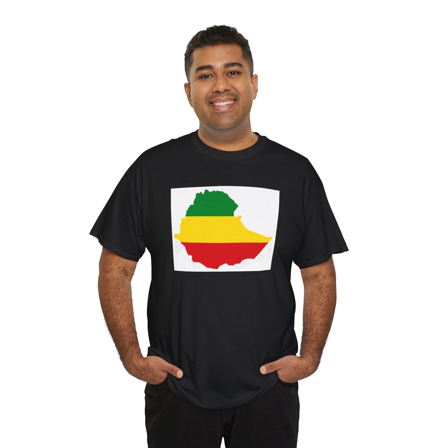 Unisex Heavy Cotton Tee -- Ethiopia flag and map
