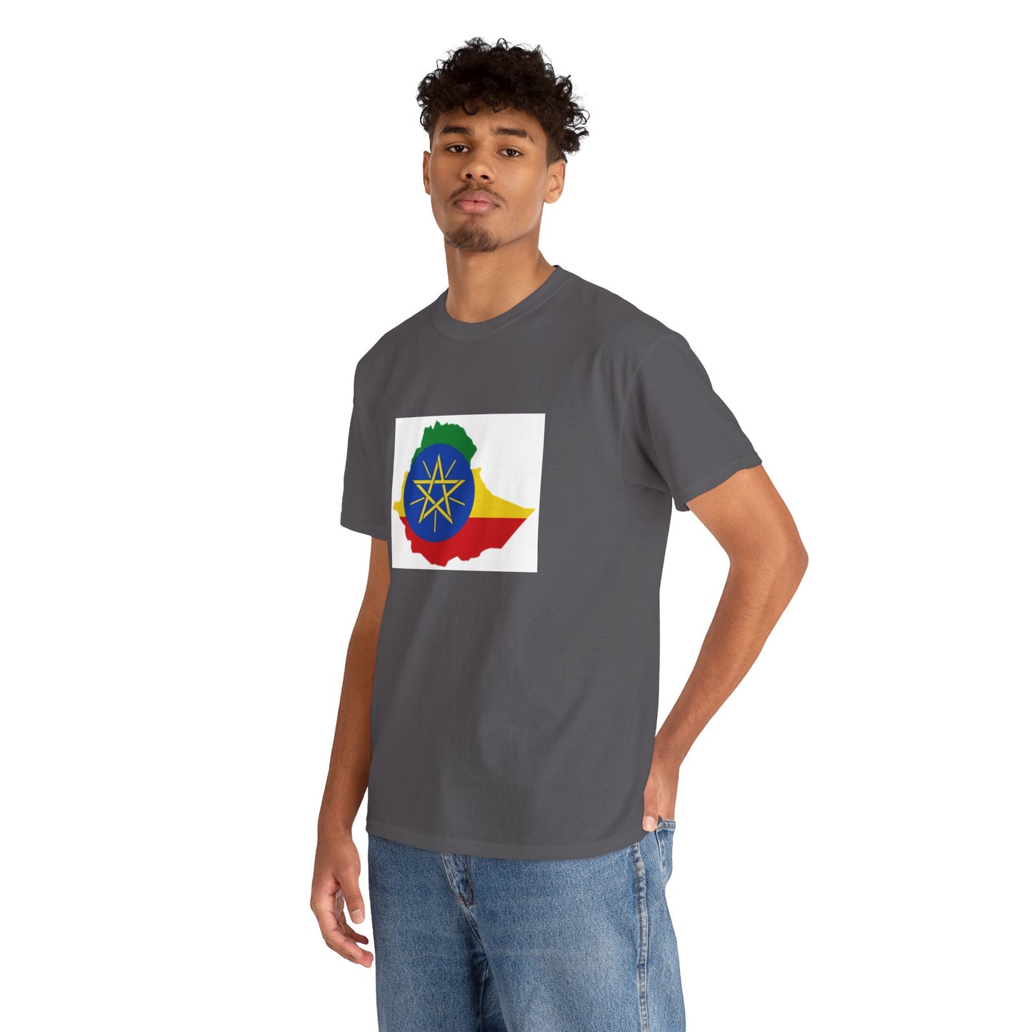 Unisex Heavy Cotton Tee -- Ethiopa federal flag and map