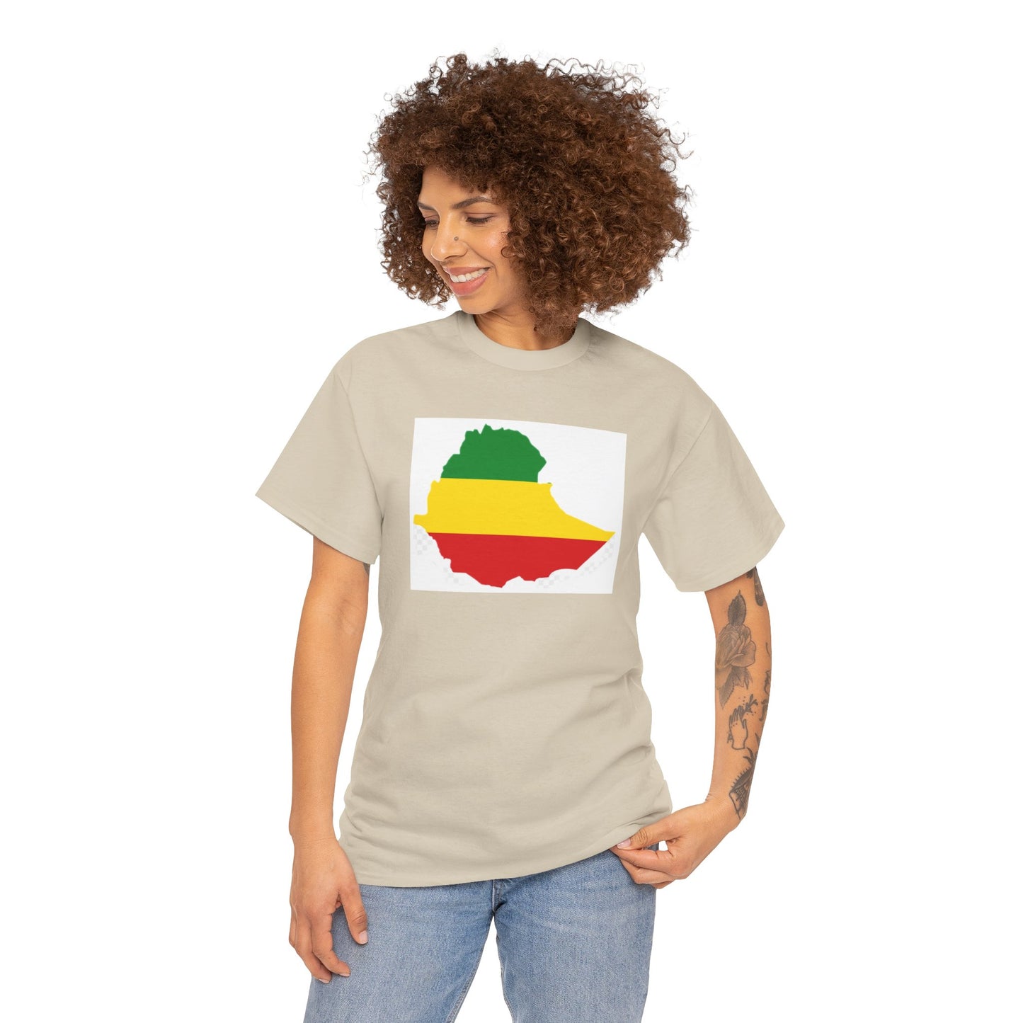 Unisex Heavy Cotton Tee -- Ethiopia flag and map
