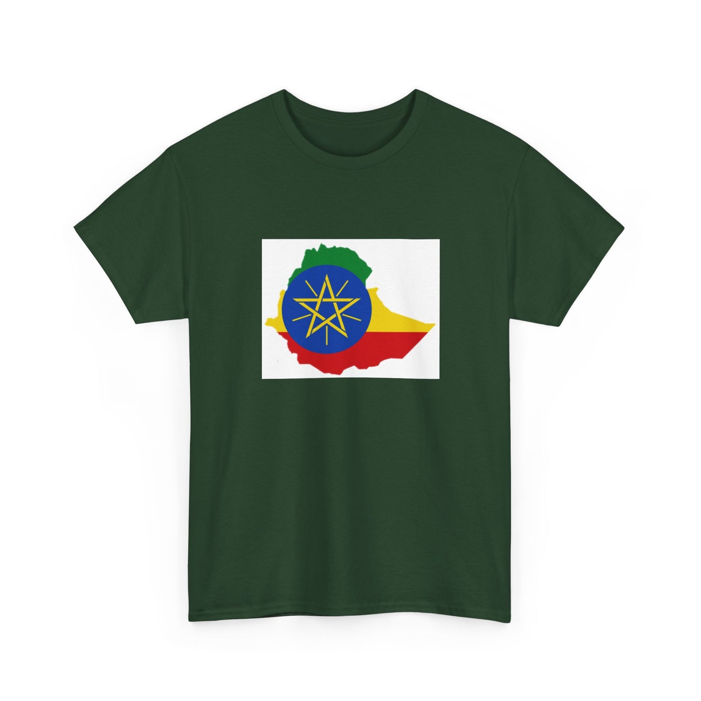 Unisex Heavy Cotton Tee -- Ethiopa federal flag and map