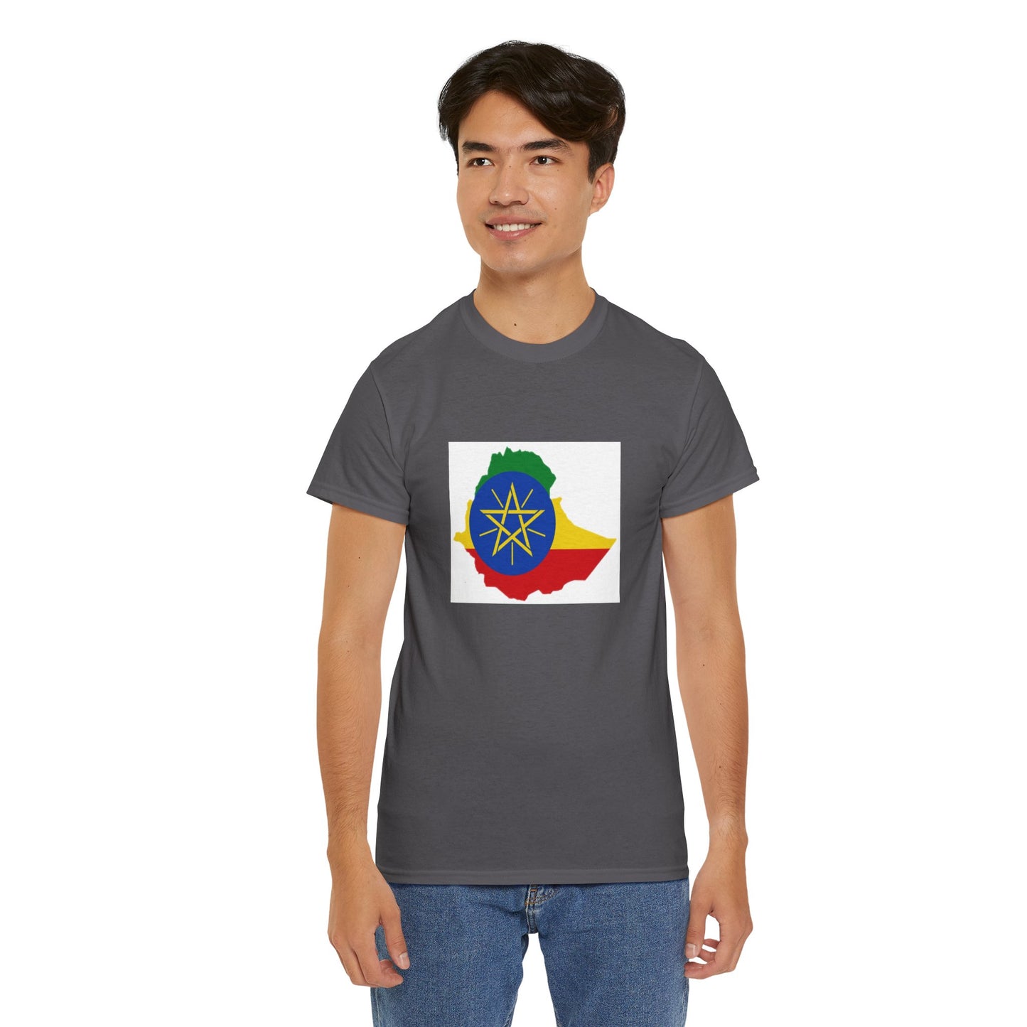 Unisex Heavy Cotton Tee -- Ethiopa federal flag and map