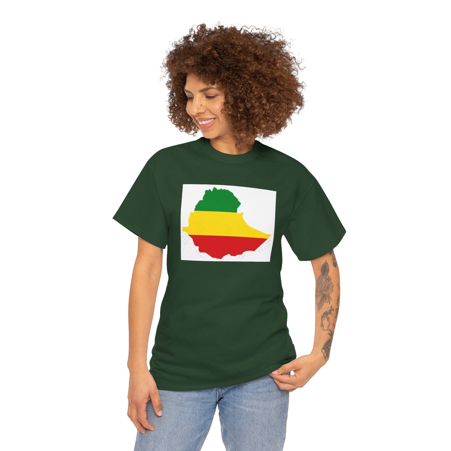 Unisex Heavy Cotton Tee -- Ethiopia flag and map