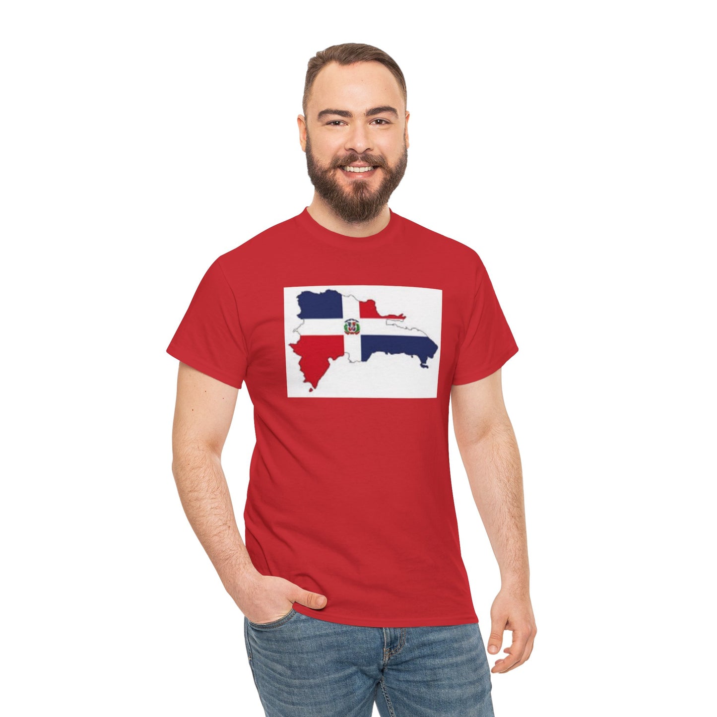 Unisex Heavy Cotton Tee -- Dominican Republic flag and map