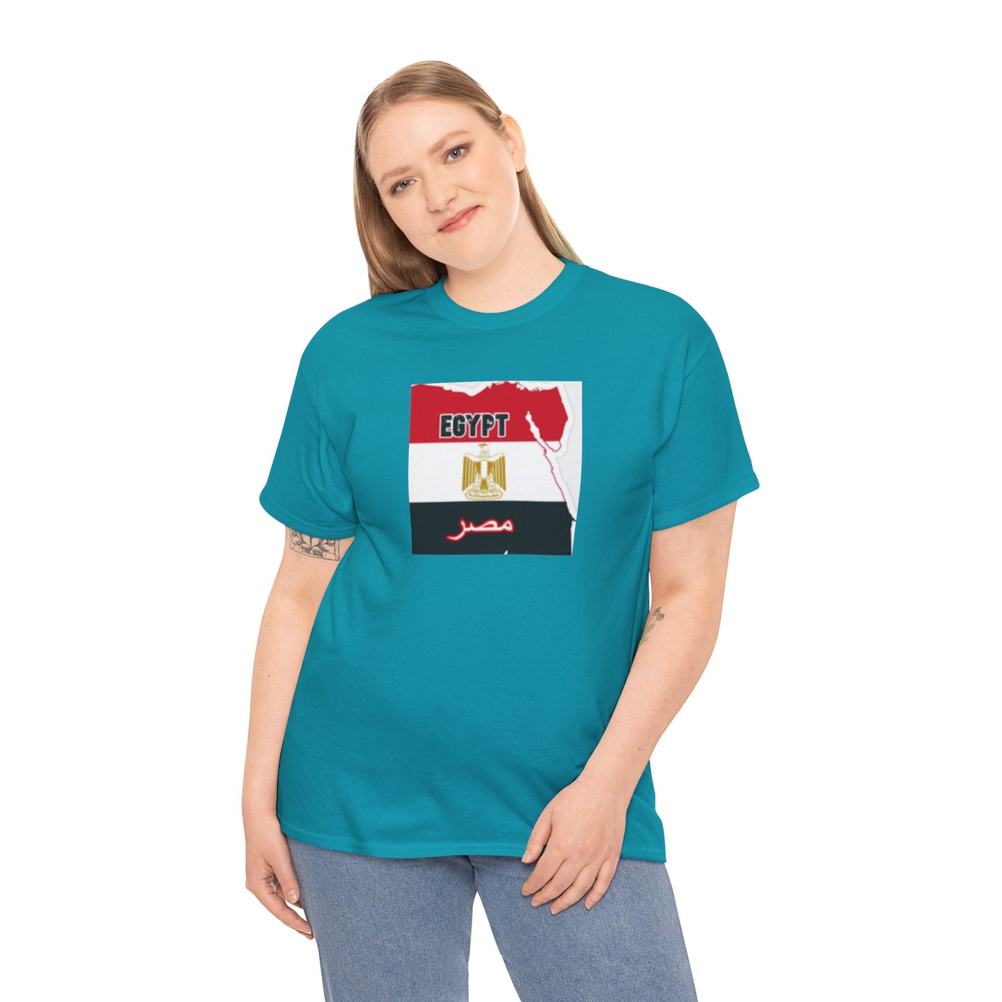 Unisex Heavy Cotton Tee -- Egypt flag and map