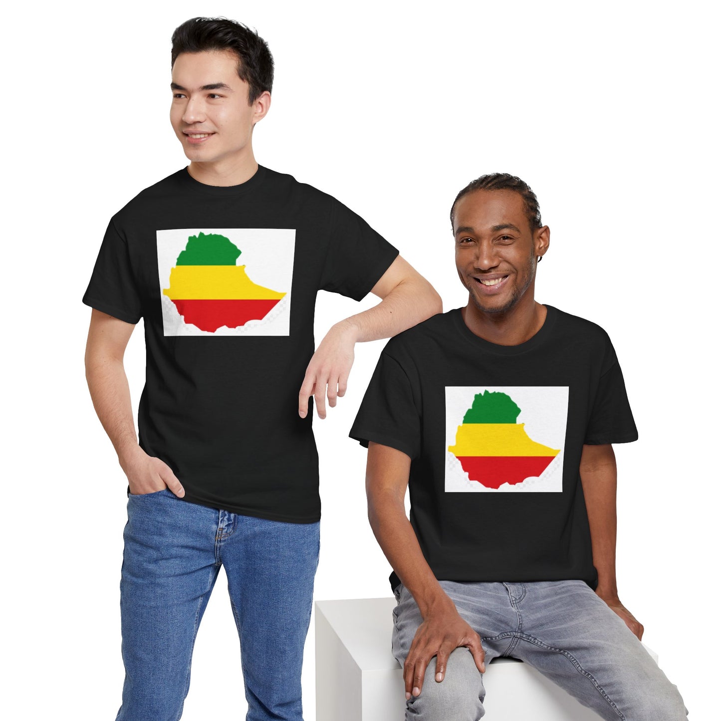 Unisex Heavy Cotton Tee -- Ethiopia flag and map