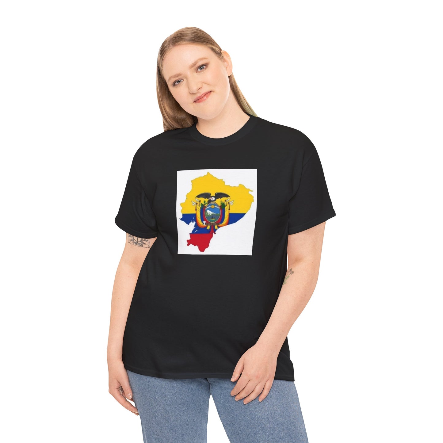 Unisex Heavy Cotton Tee -- Ecuador flag and map
