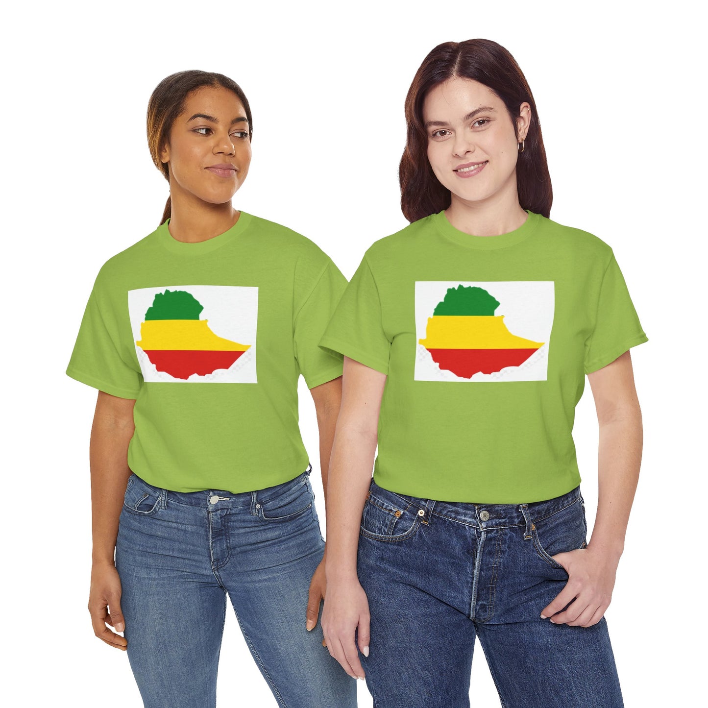 Unisex Heavy Cotton Tee -- Ethiopia flag and map