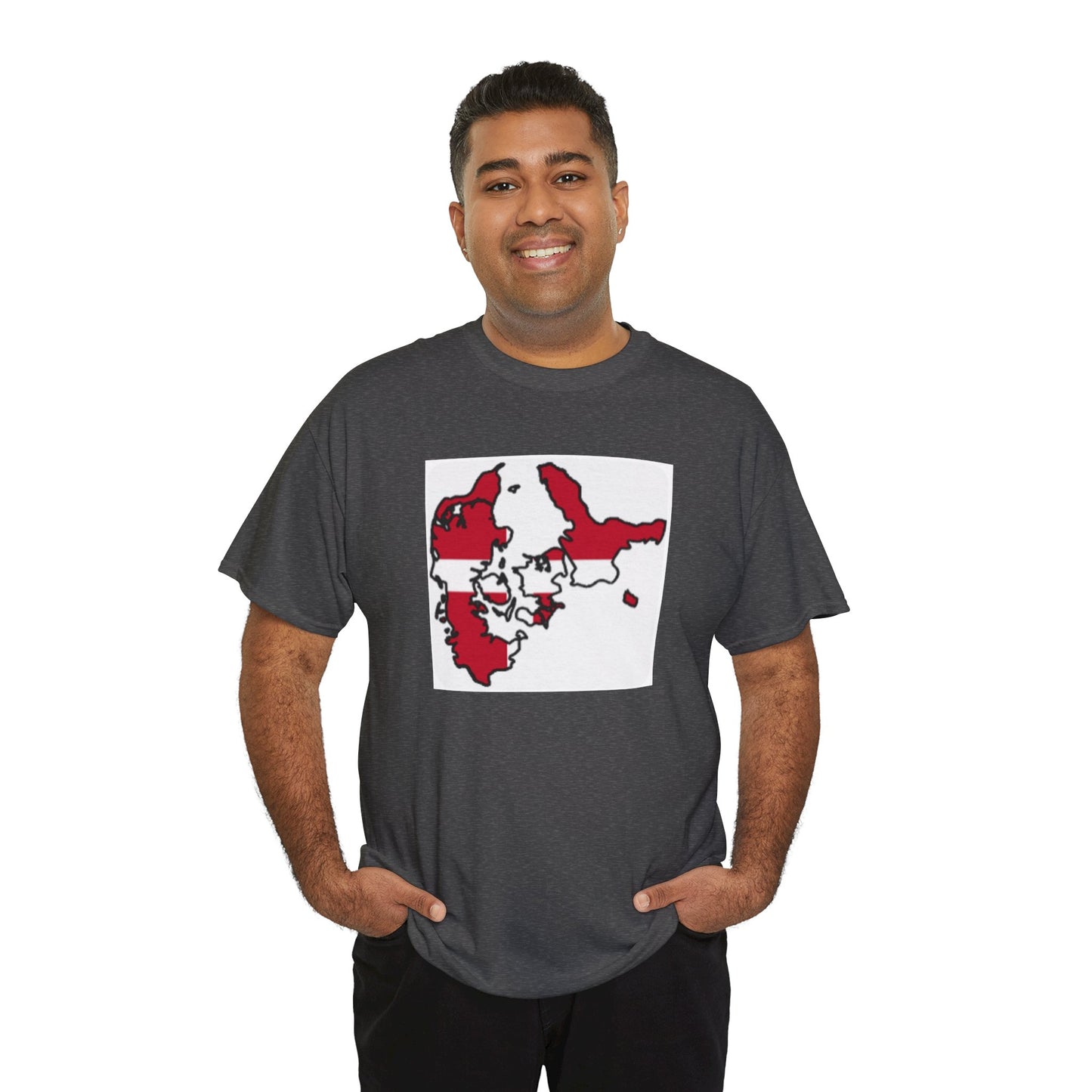 Unisex Heavy Cotton Tee -- Denmark flag and map