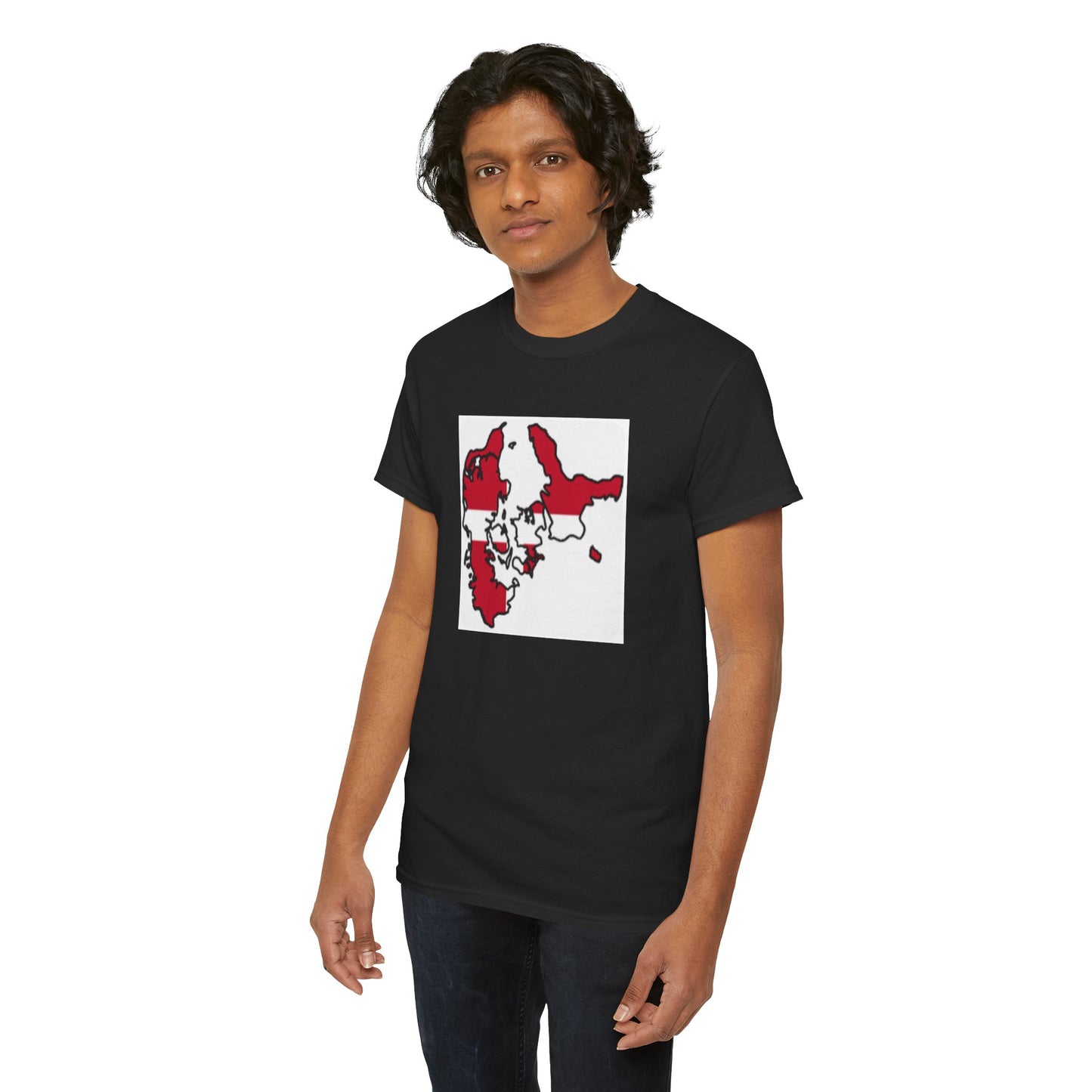 Unisex Heavy Cotton Tee -- Denmark flag and map