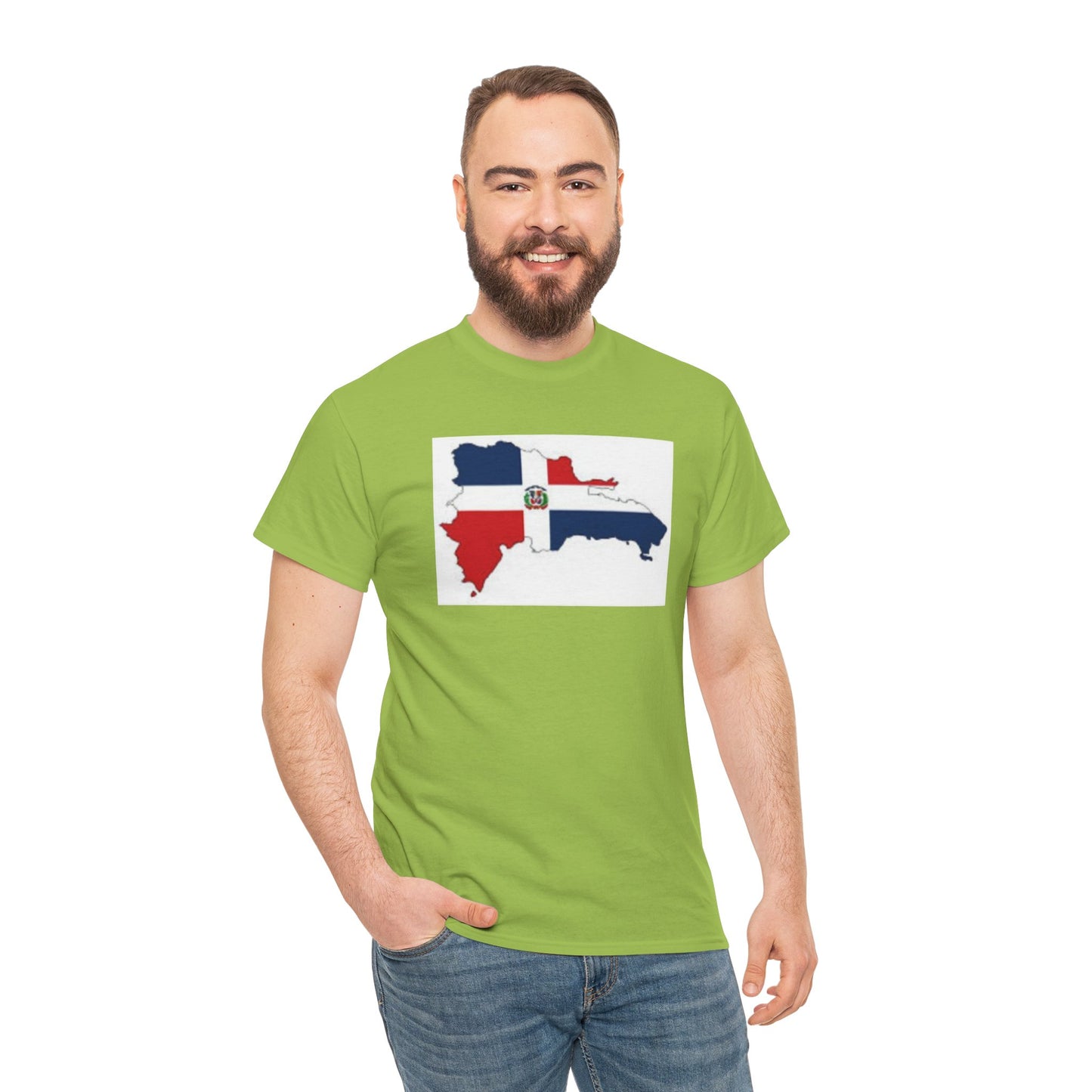Unisex Heavy Cotton Tee -- Dominican Republic flag and map
