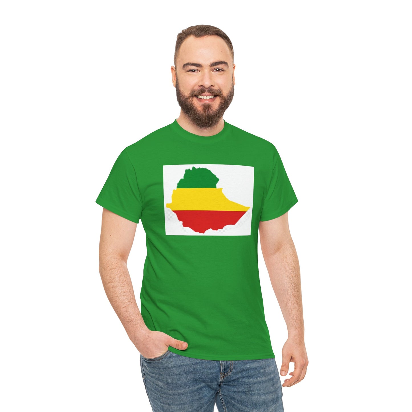 Unisex Heavy Cotton Tee -- Ethiopia flag and map