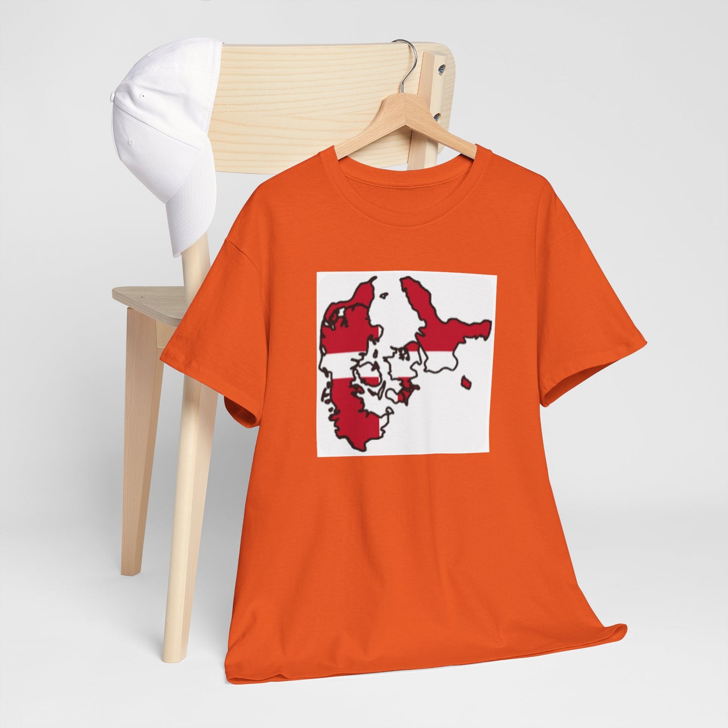 Unisex Heavy Cotton Tee -- Denmark flag and map