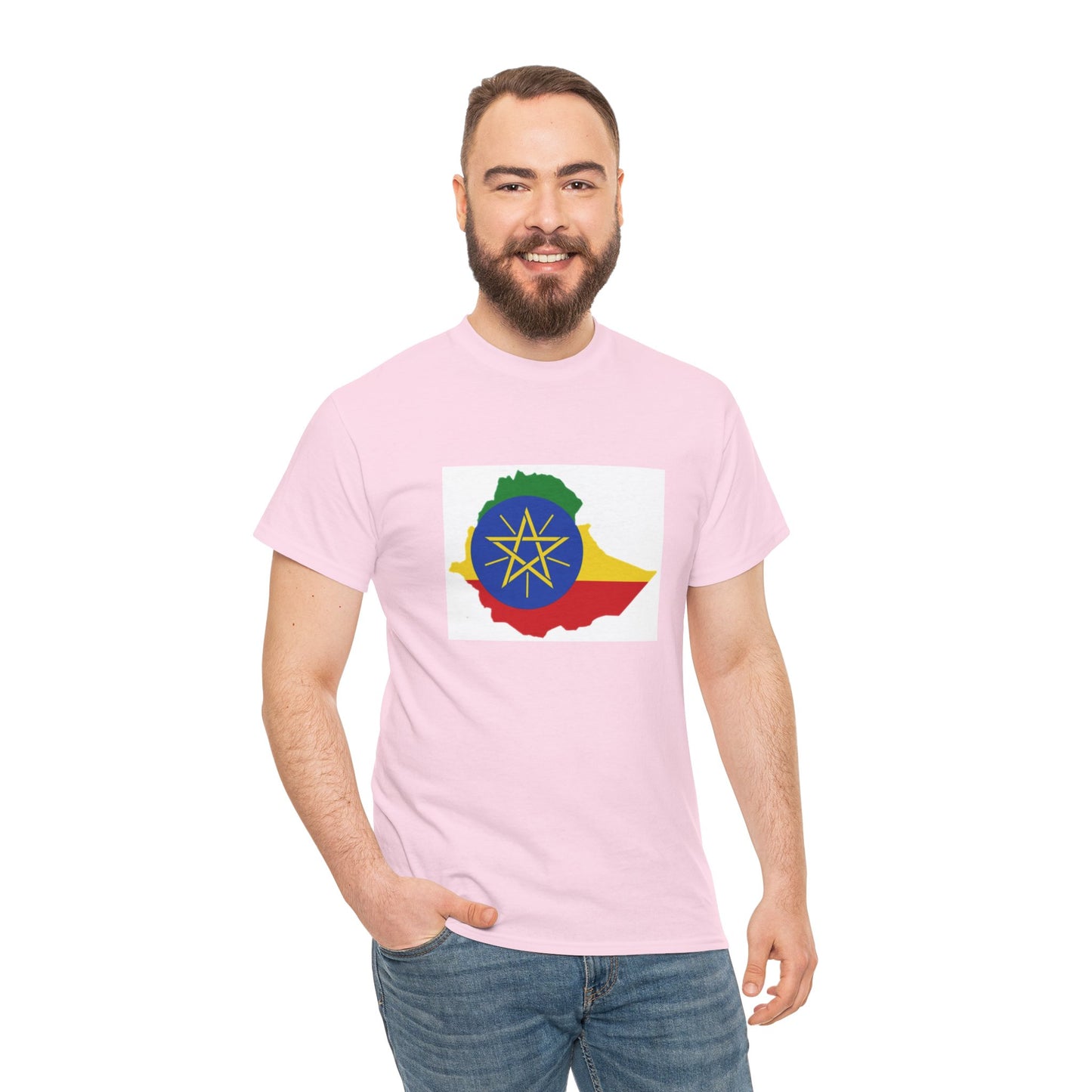 Unisex Heavy Cotton Tee -- Ethiopa federal flag and map