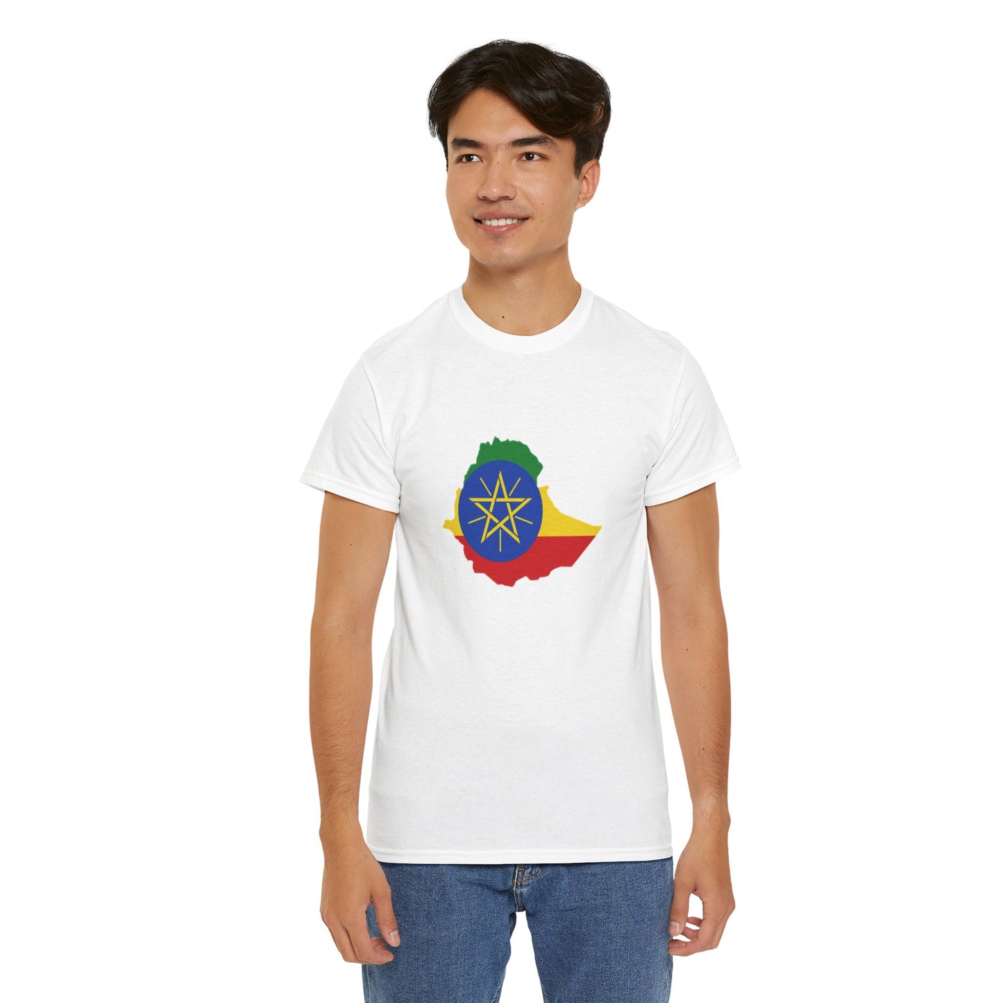 Unisex Heavy Cotton Tee -- Ethiopa federal flag and map