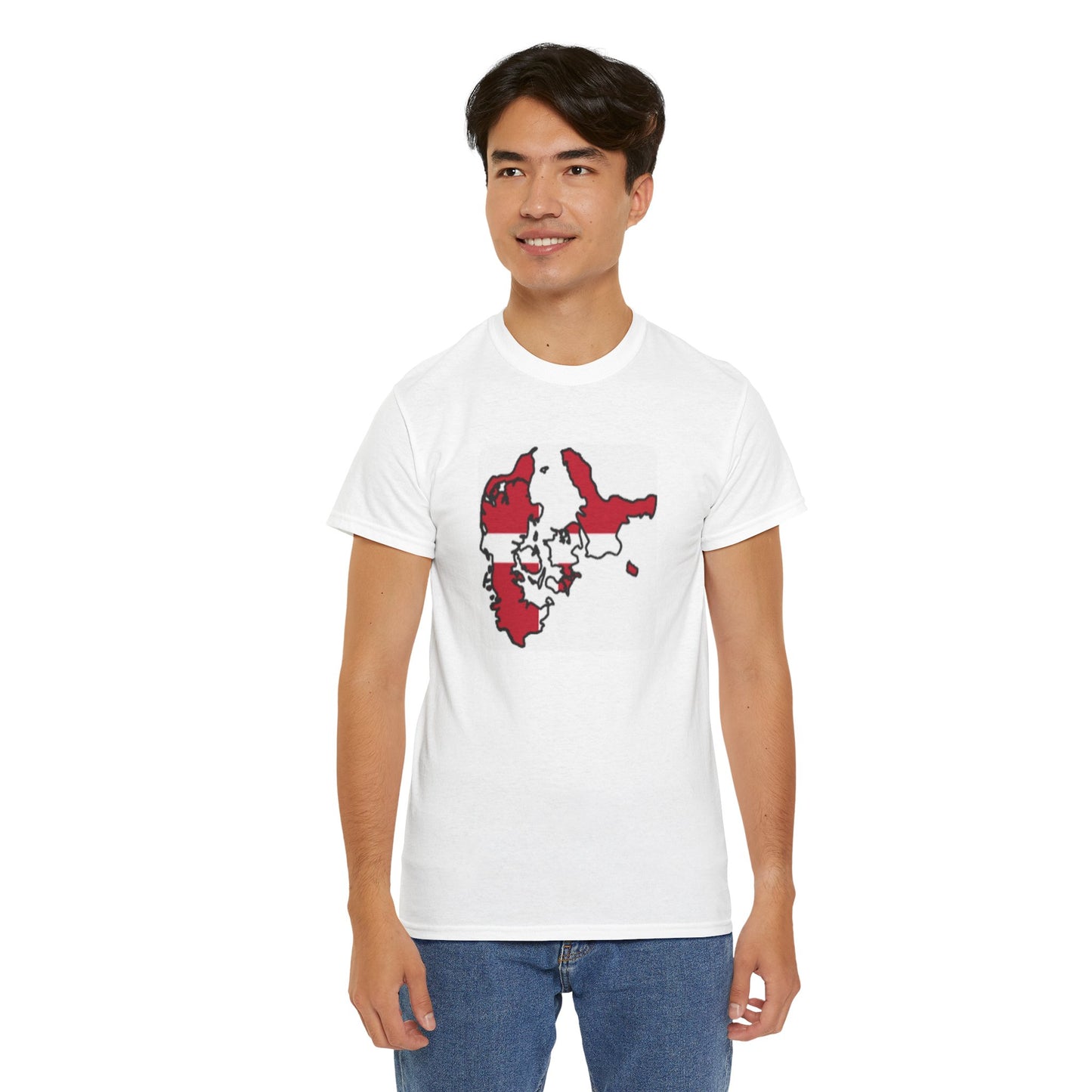 Unisex Heavy Cotton Tee -- Denmark flag and map
