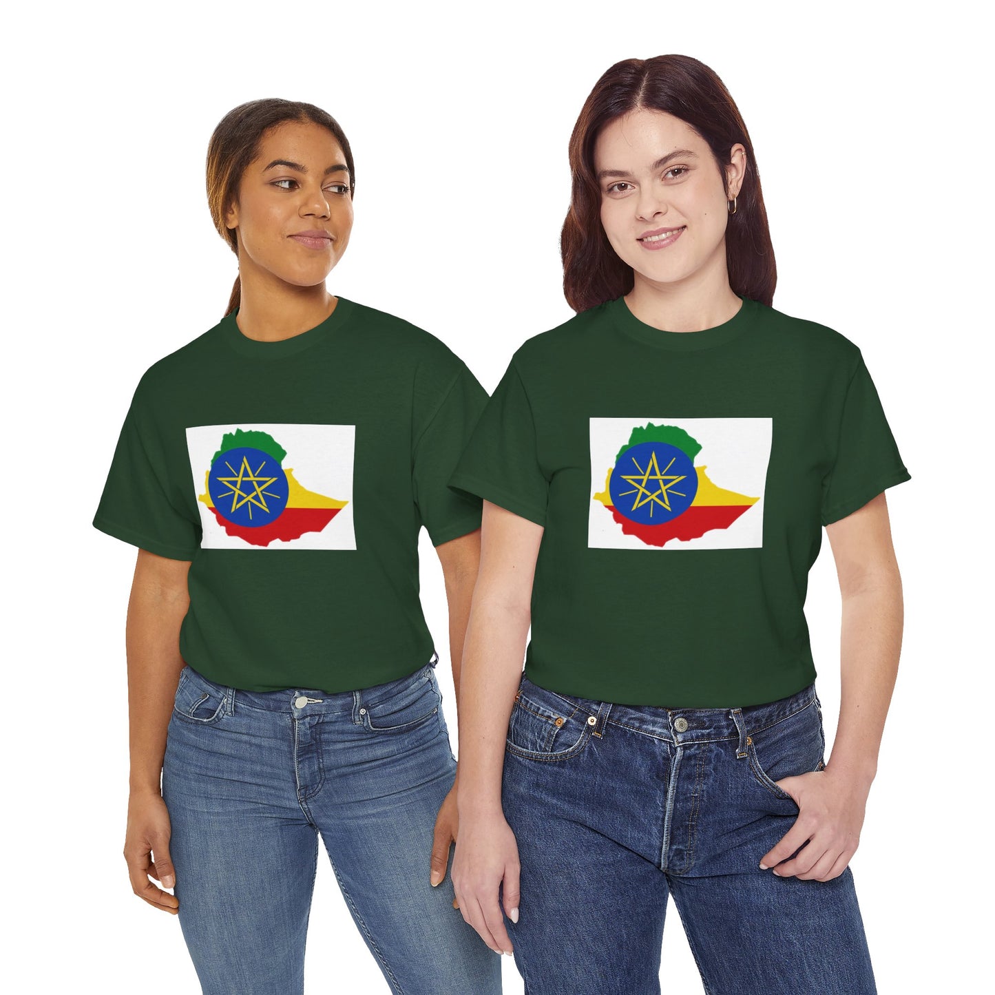 Unisex Heavy Cotton Tee -- Ethiopa federal flag and map