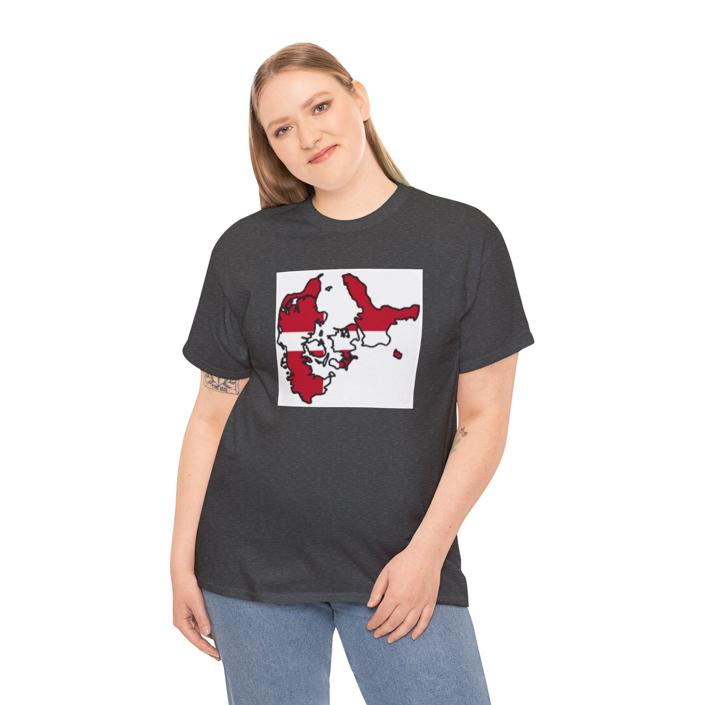 Unisex Heavy Cotton Tee -- Denmark flag and map