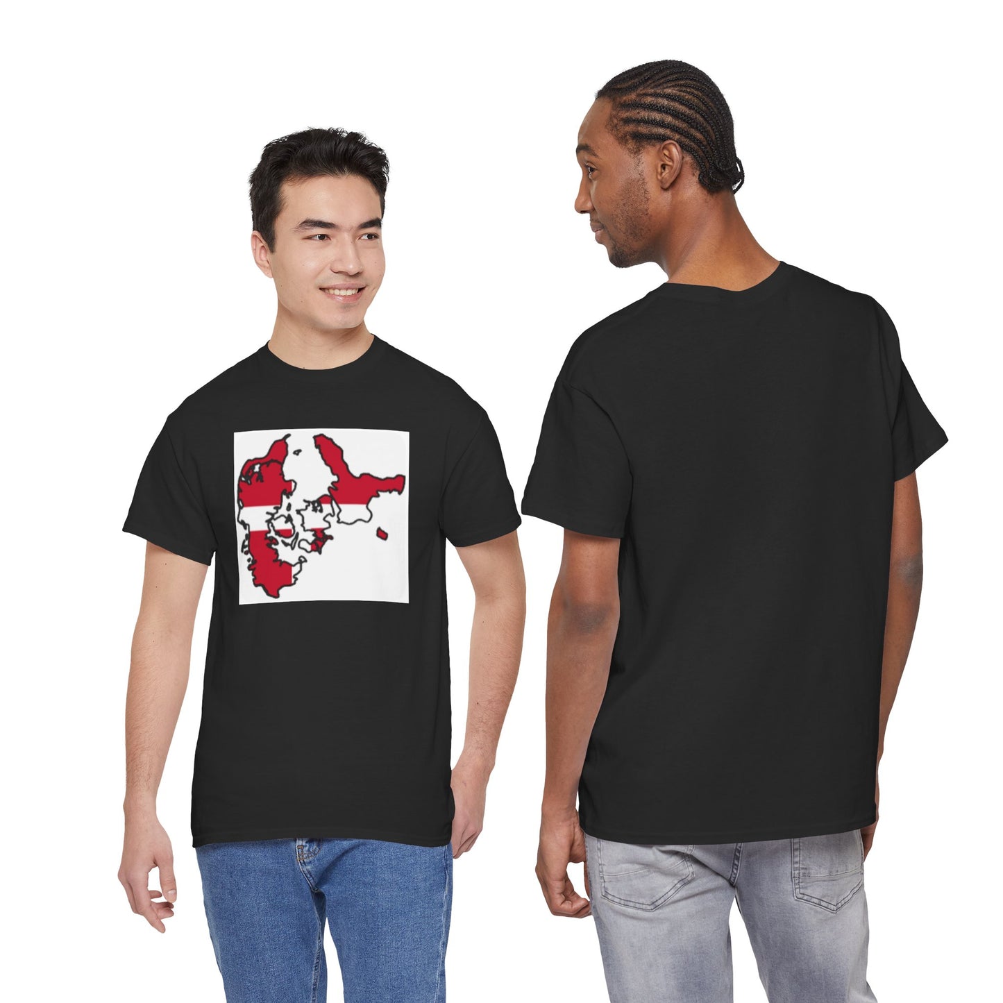 Unisex Heavy Cotton Tee -- Denmark flag and map