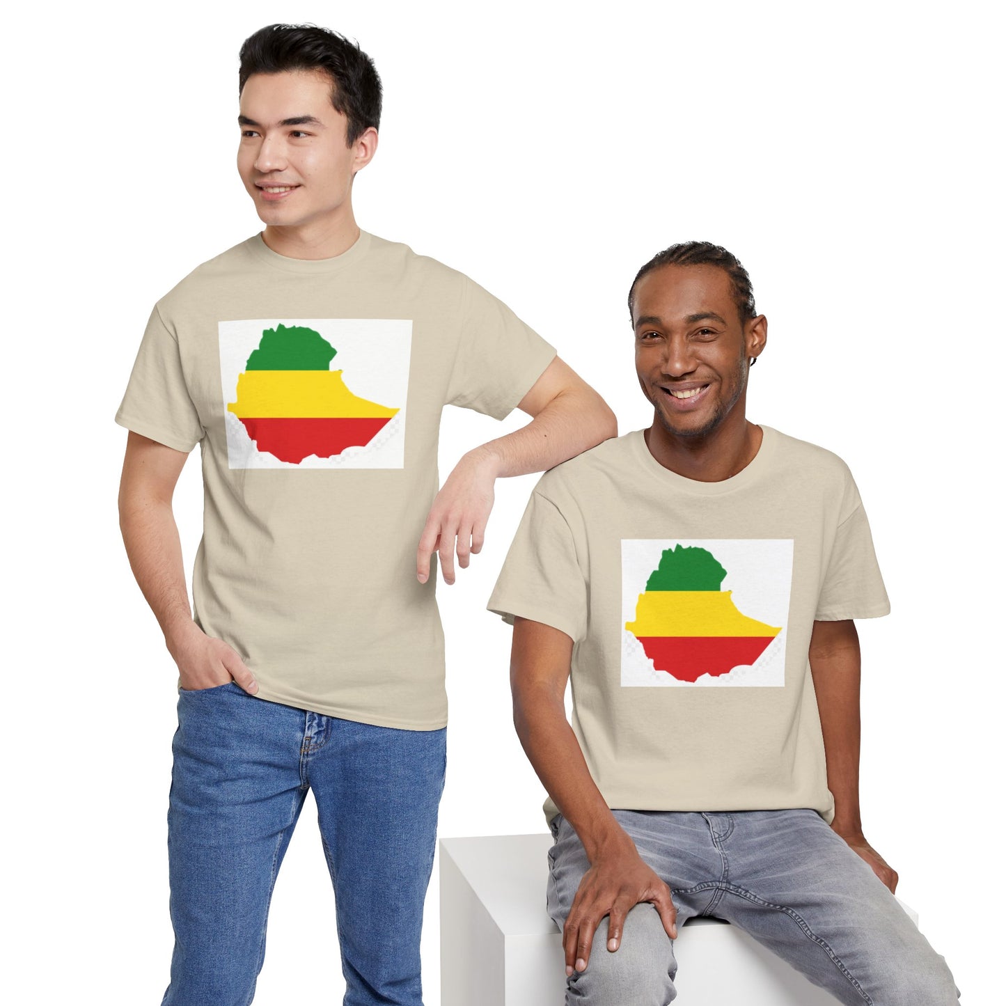 Unisex Heavy Cotton Tee -- Ethiopia flag and map