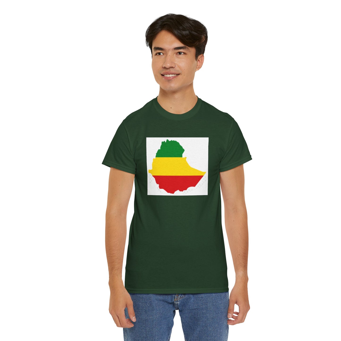 Unisex Heavy Cotton Tee -- Ethiopia flag and map