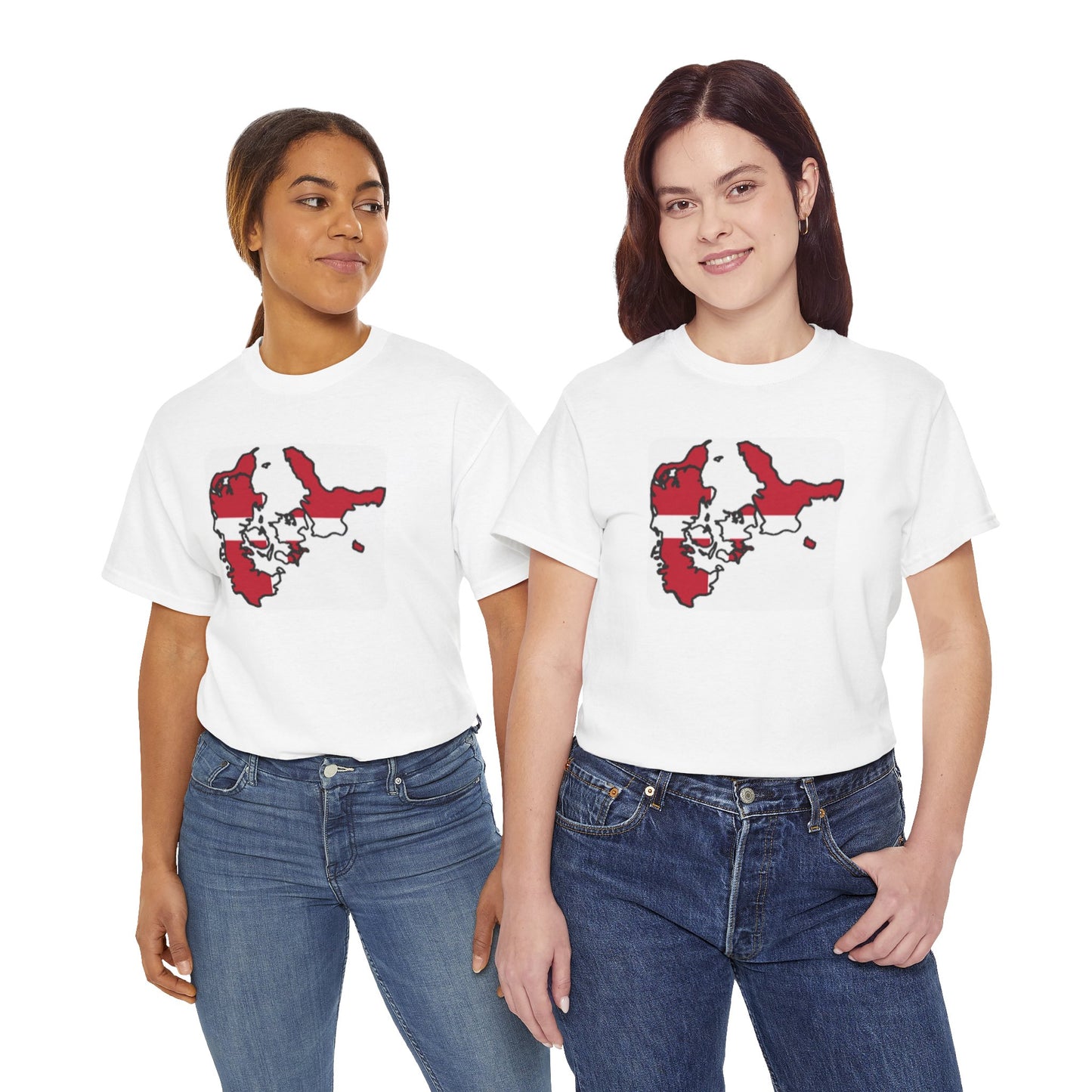 Unisex Heavy Cotton Tee -- Denmark flag and map